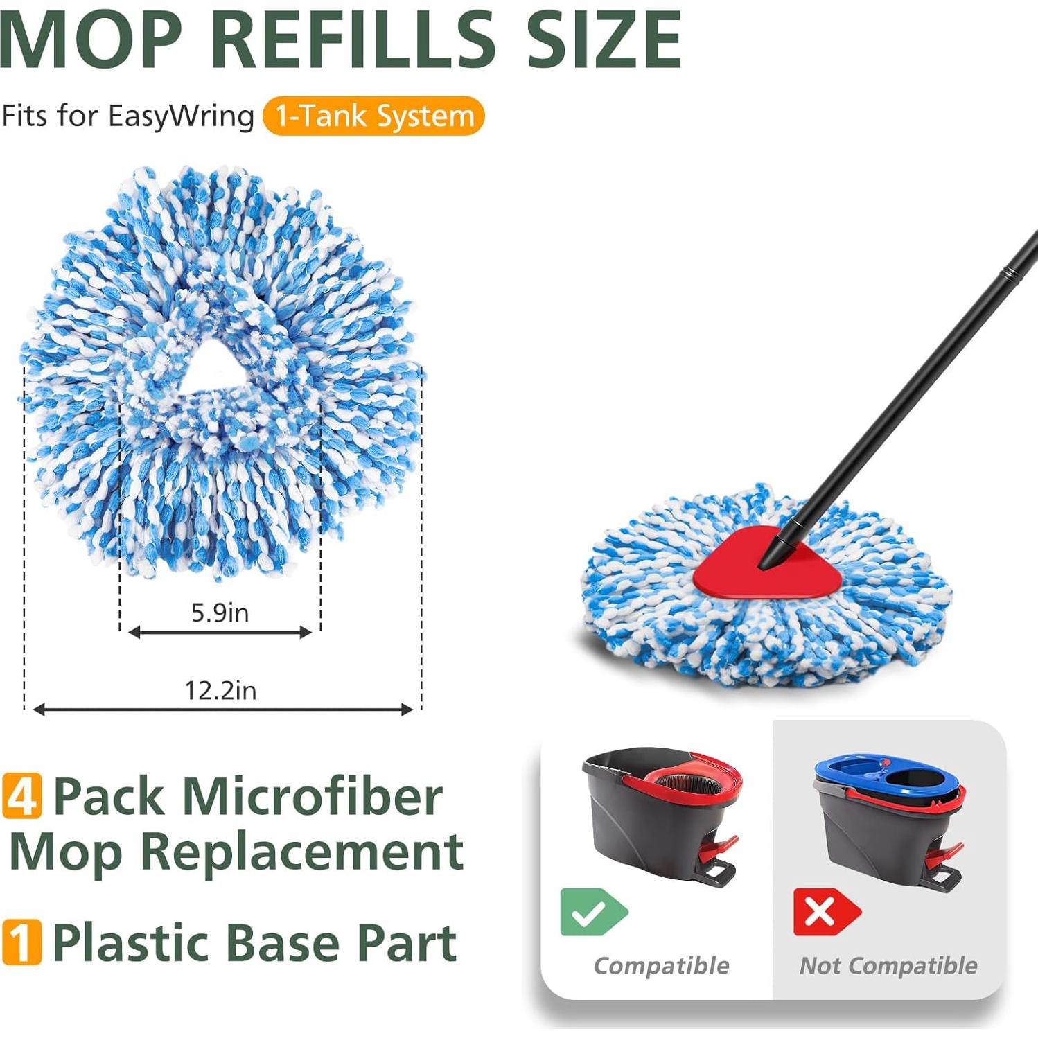 Reemplazo Cabeza de Mop Giratorio EasyWring 4+1 Microfibra Azul