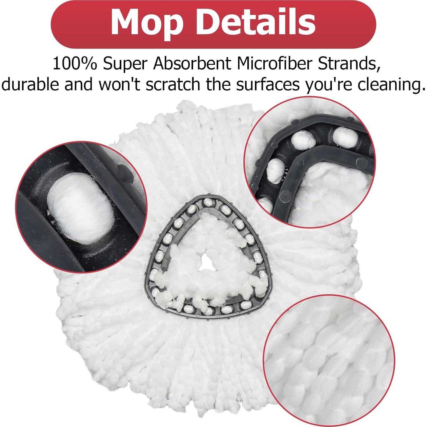 Cabezal de Repuesto para Mop de Giro Triangular Qulable - 4 Recargas Microfibra