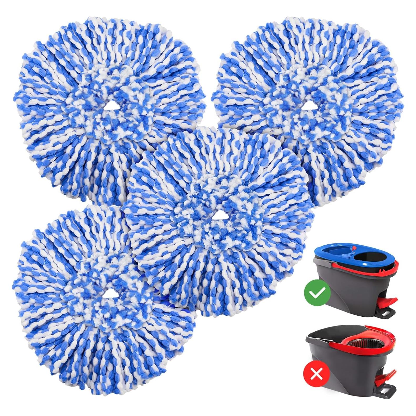 Paquete de 4 Cabezas de Repuesto RinseClean Mop Microfibra