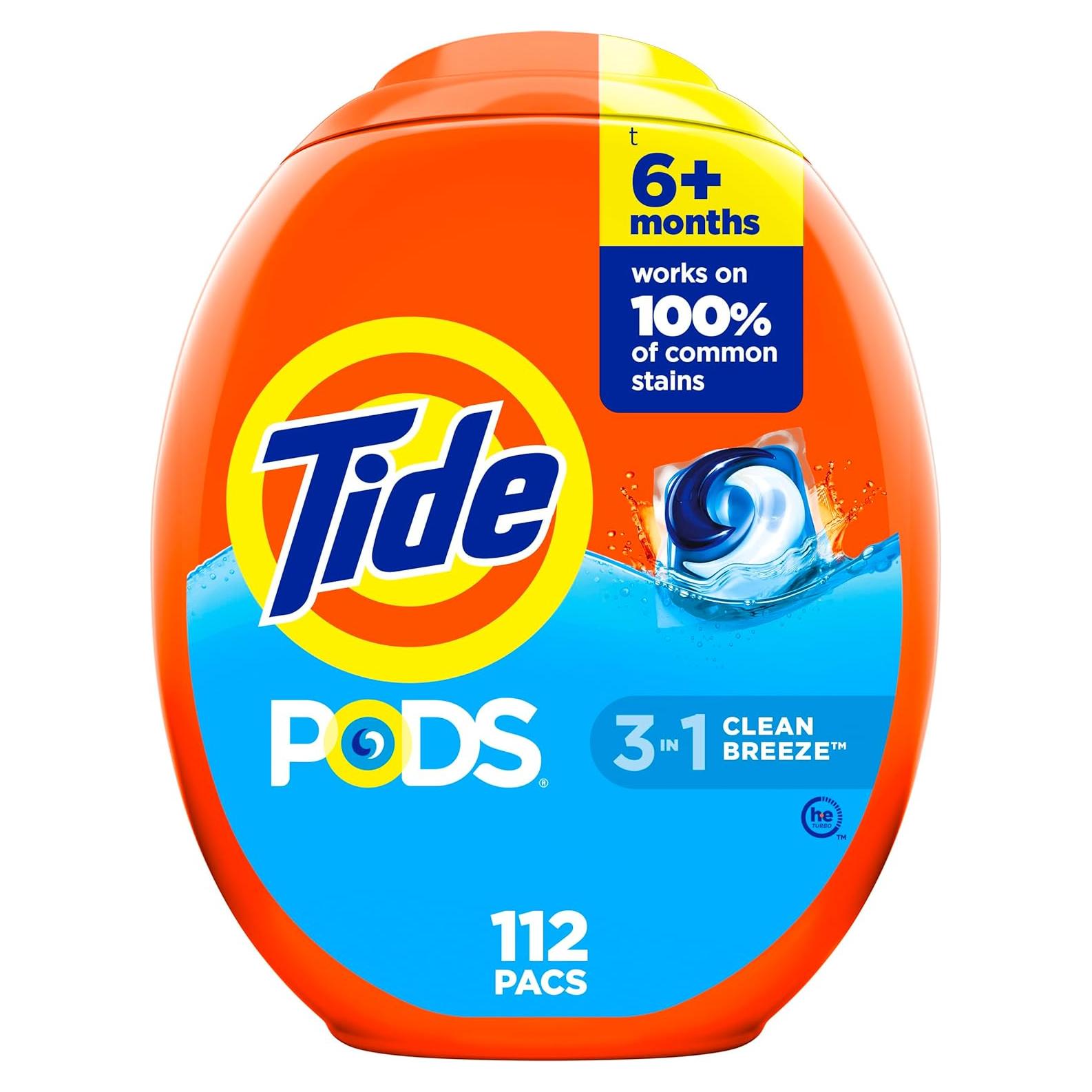 Tide PODS Jabón Detergente para Ropa 112 unidades Brisa Limpia
