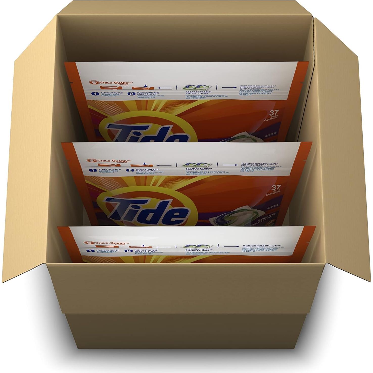 PODS Laundry Detergent Soap Pods, Spring Meadow, 37 Count (Pack of 3 Bag Value Pack), Total 111 Count, HE Compatible