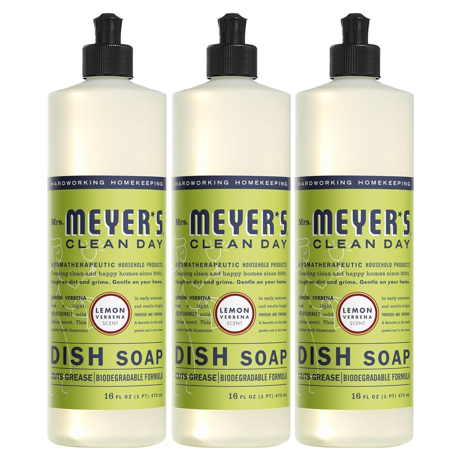 Jabón Líquido para Platos Mrs. Meyer's 473 ml Verbena de Limón - Paquete de 3