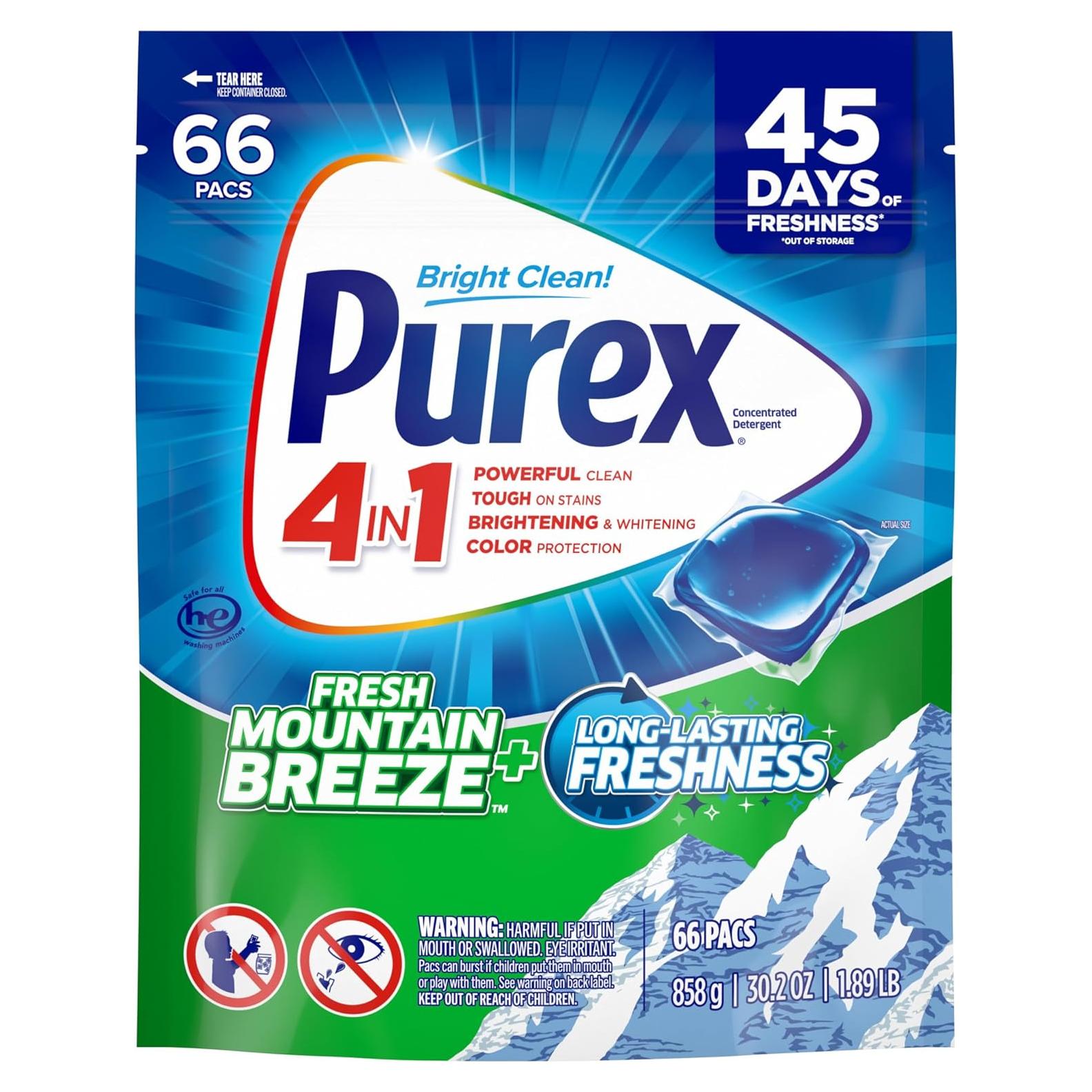 Detergente para Ropa Purex 4-en-1 Brisa de Montaña 66 Cargas