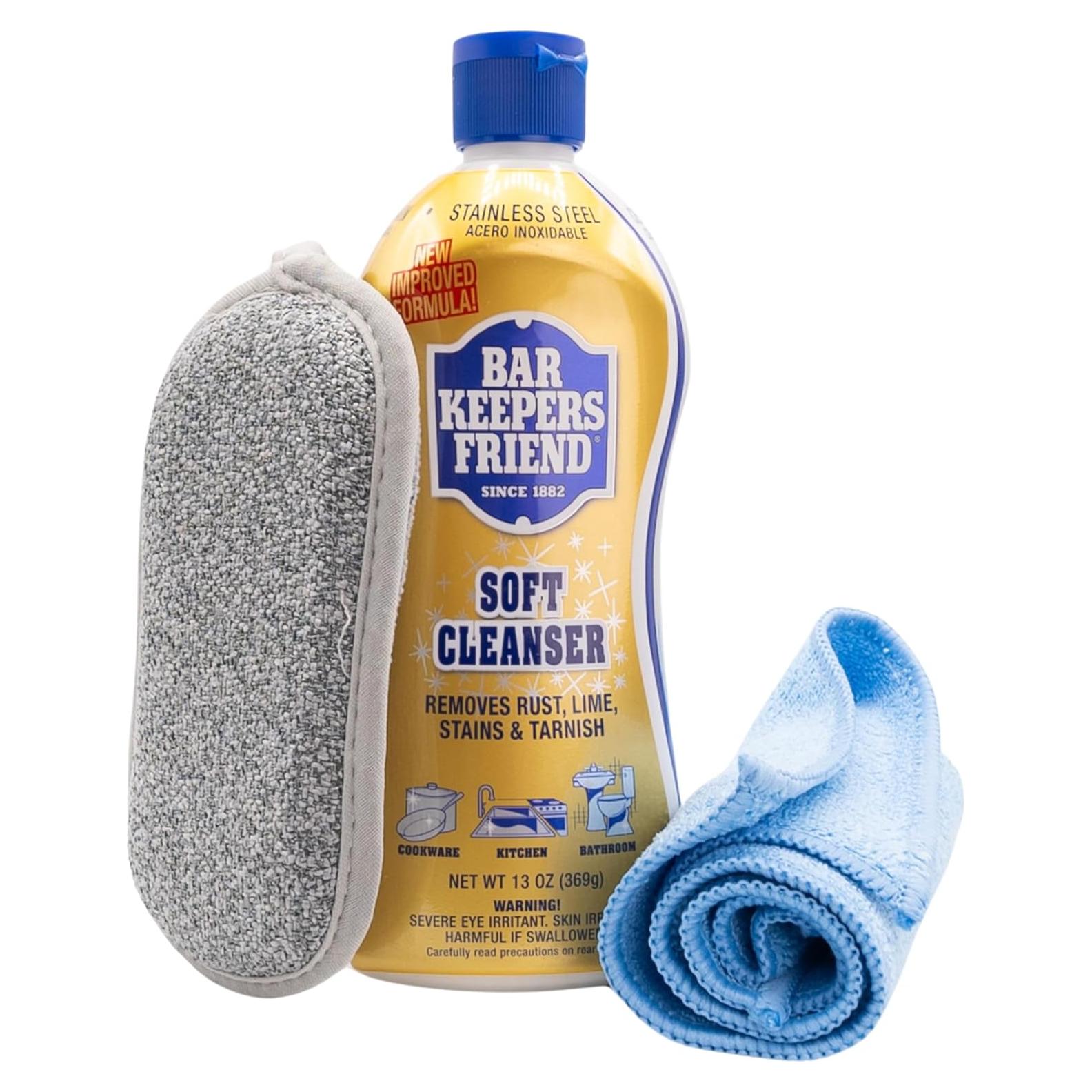 Limpiador Suave Bar's Friend 13oz + Paño Microfibra - Acero Inoxidable