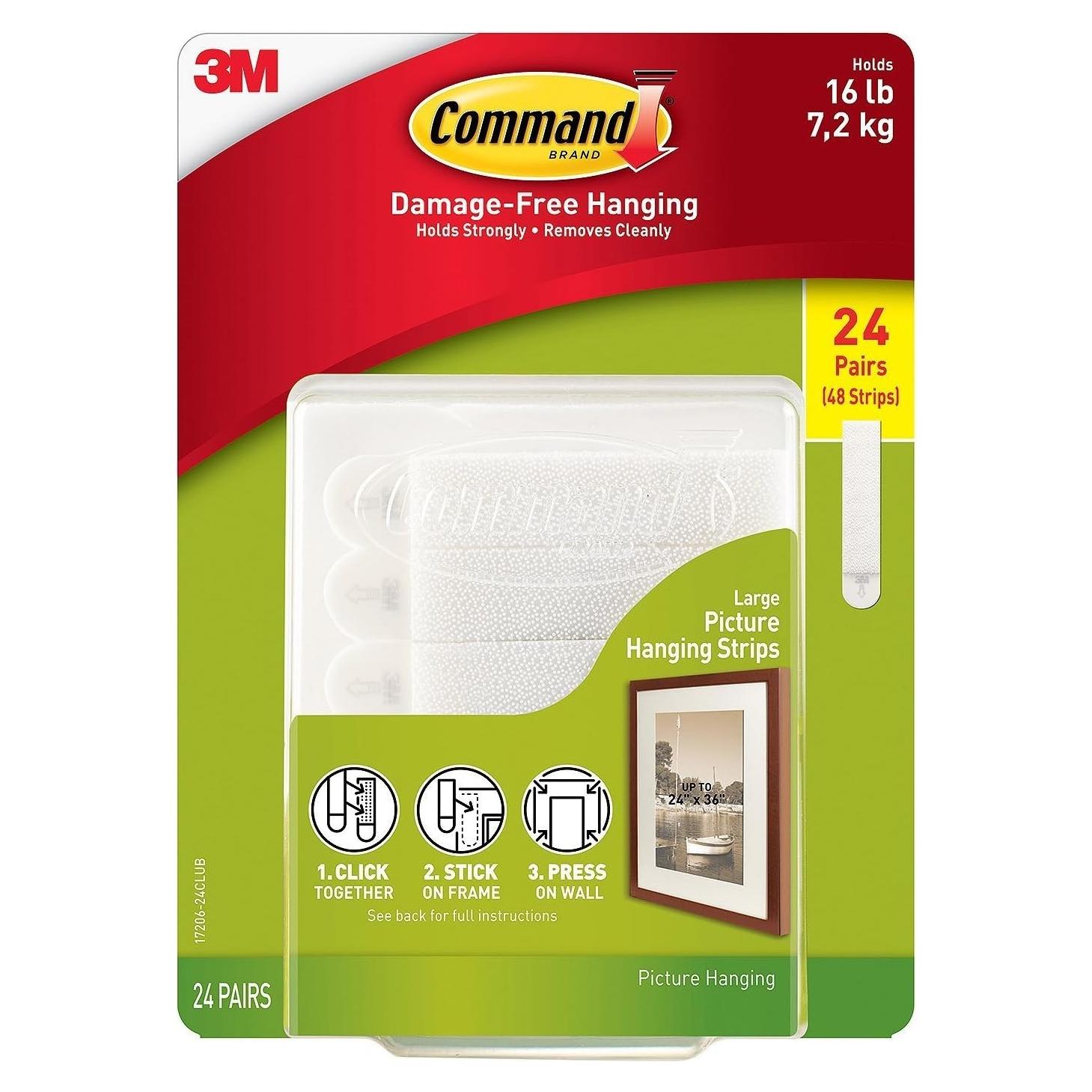 Tiras para colgar cuadros Command grandes 24 pares 61x91 cm