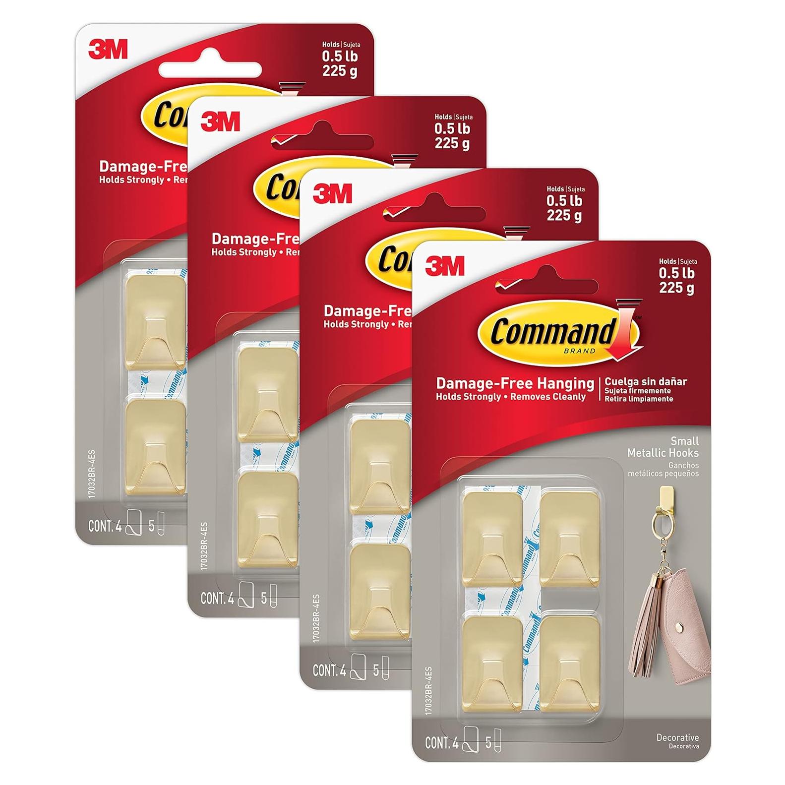 Ganchos Metálicos Command 17032BR-4ES, 16 Piezas, Latón
