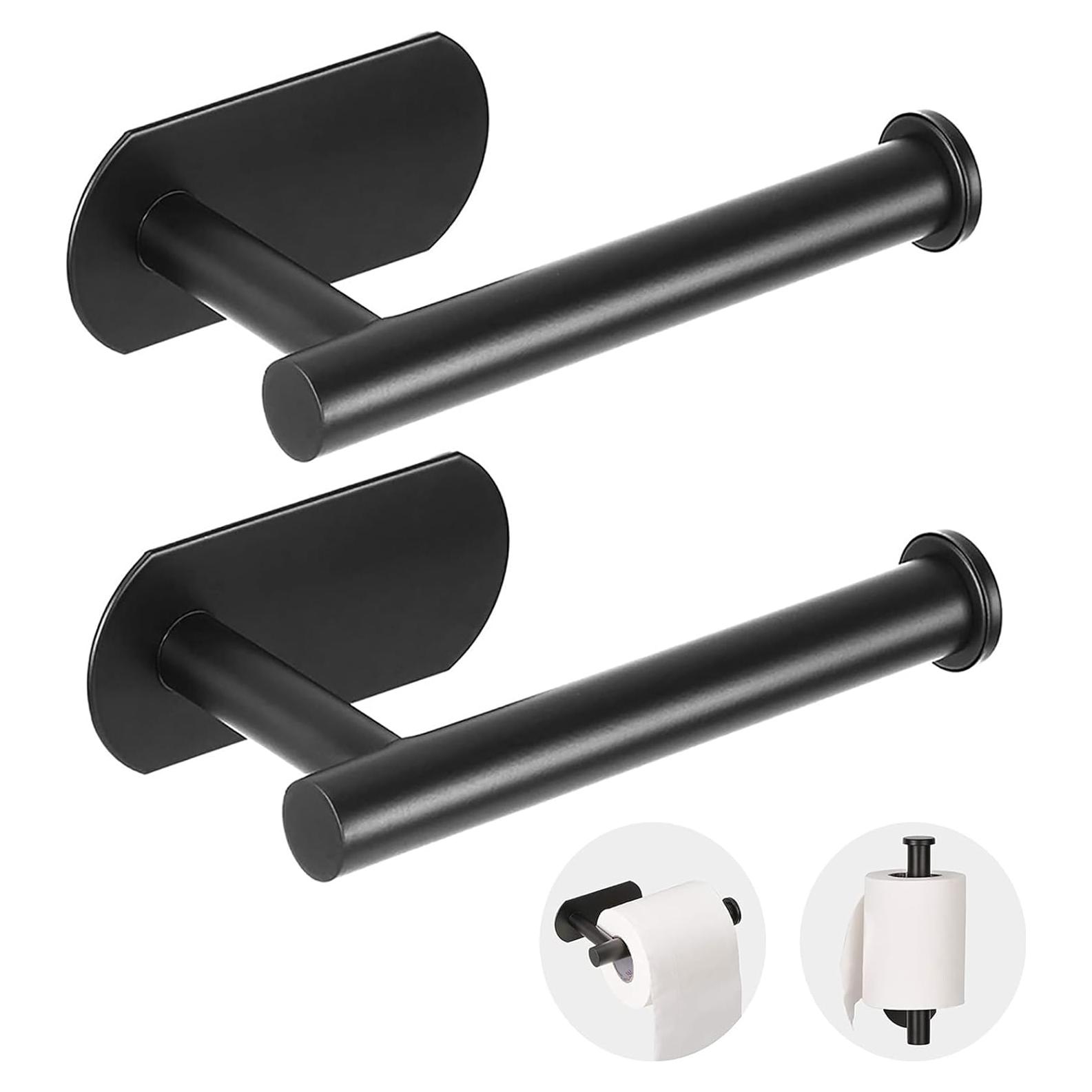 Soporte de Papel Higiénico Autoadhesivo JOPOFI Negro Mate 2 Pcs