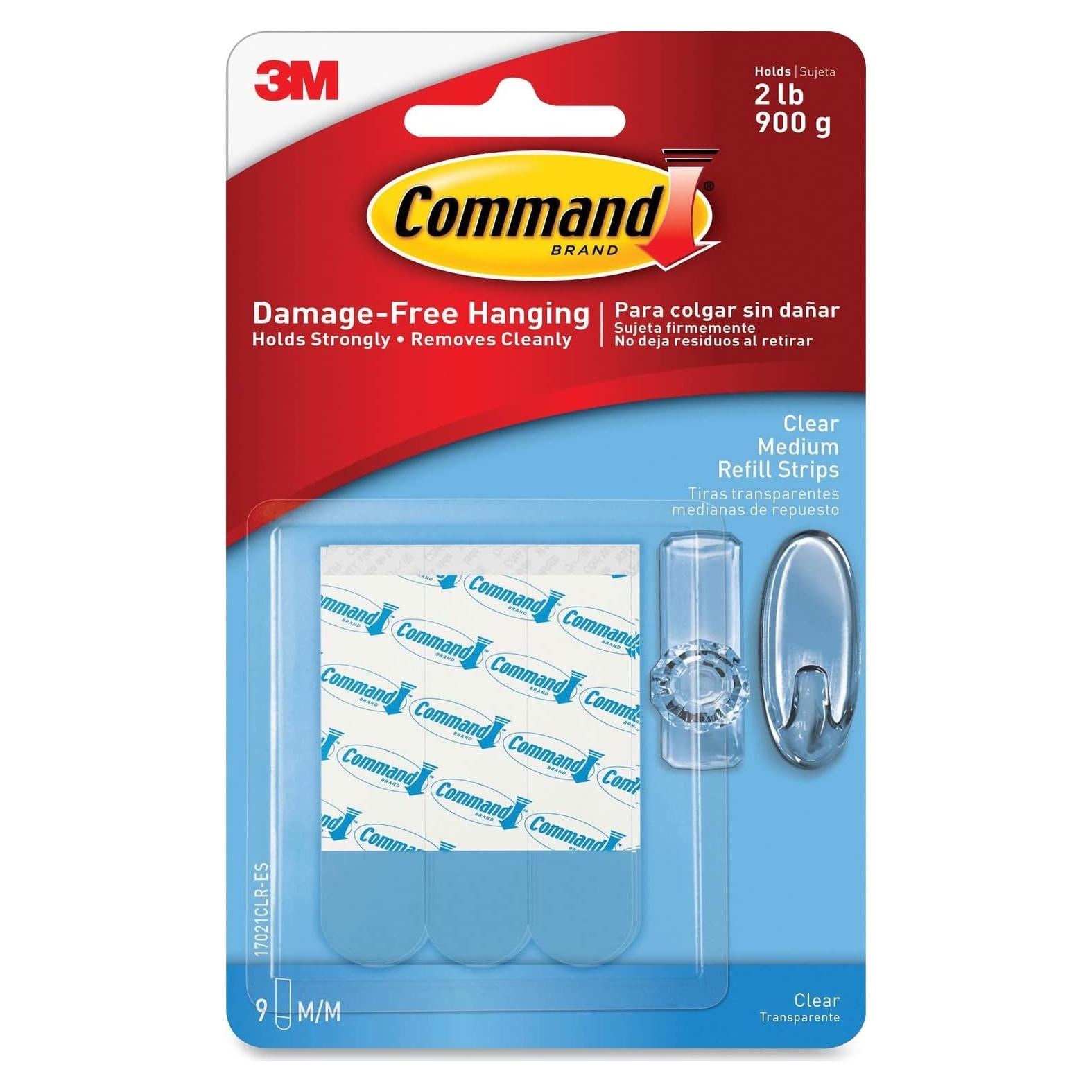 Tiras de recarga medianas 3M Command Clear - 9 unidades
