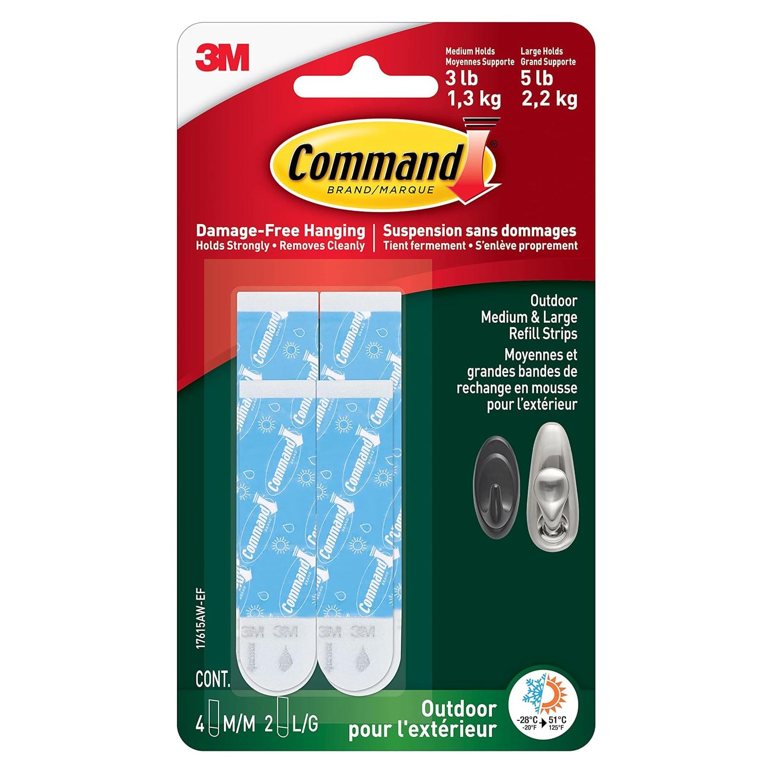 Tiras de Recarga para Exterior Command 17615AW, 4 Piezas, Blanco