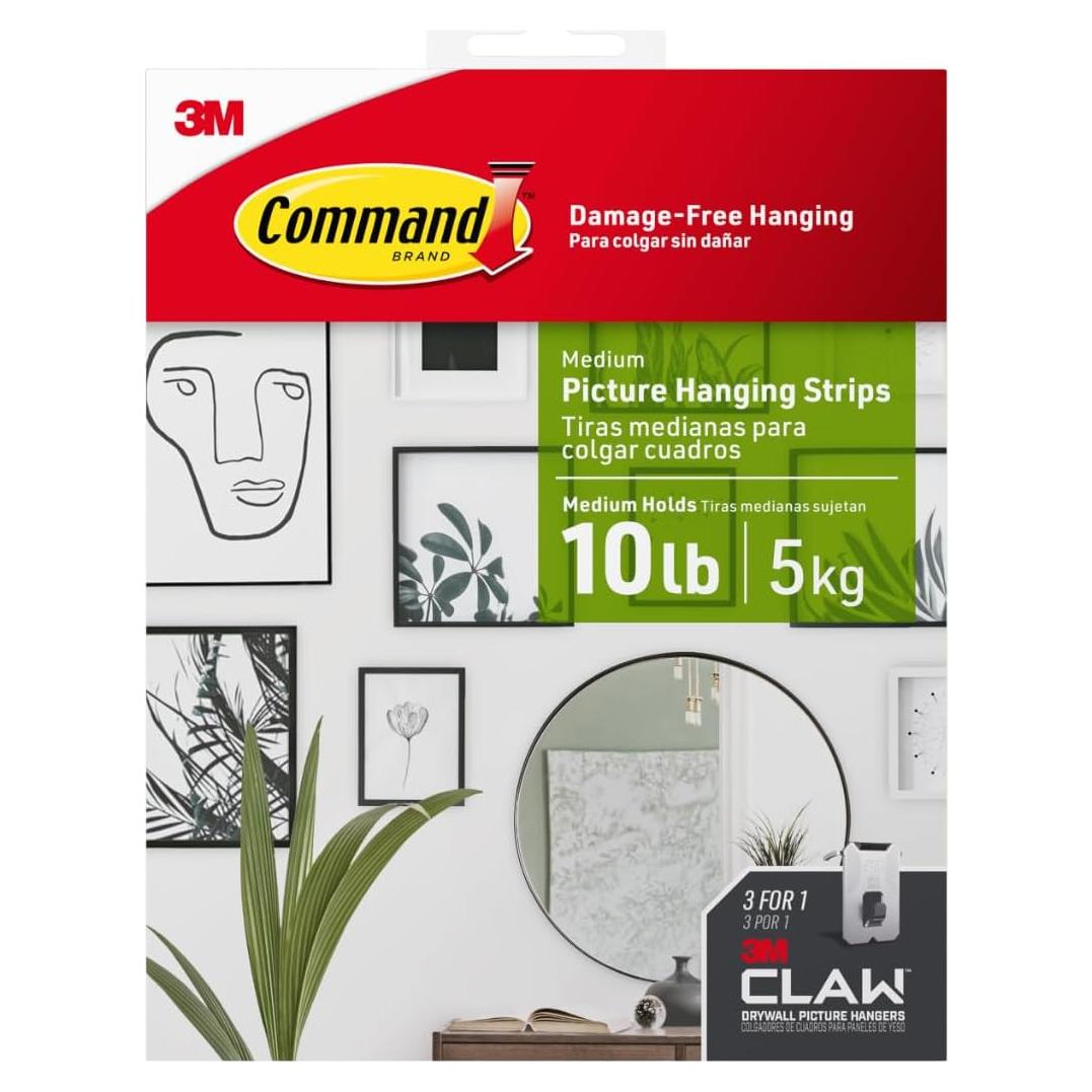 Kit Colgadores Imágenes 3M CLAW y Tiras Command, 20.4 kg
