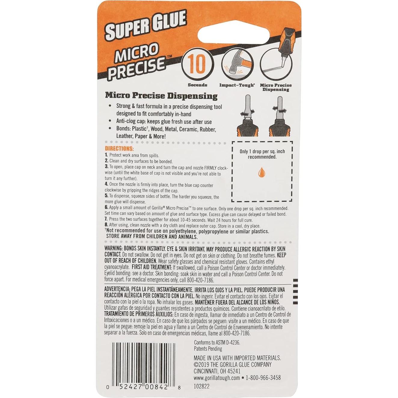 Gorilla Super Glue Gel Micro Precise 5.5g - Paquete de 2