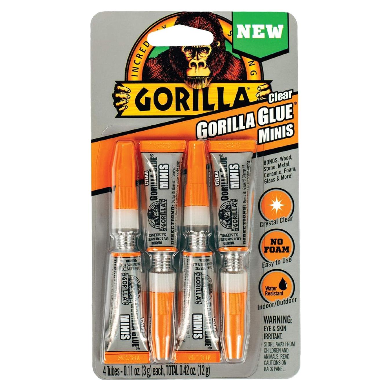 Pegamento Transparente Gorilla 4x3g Multiusos Resistente al Agua