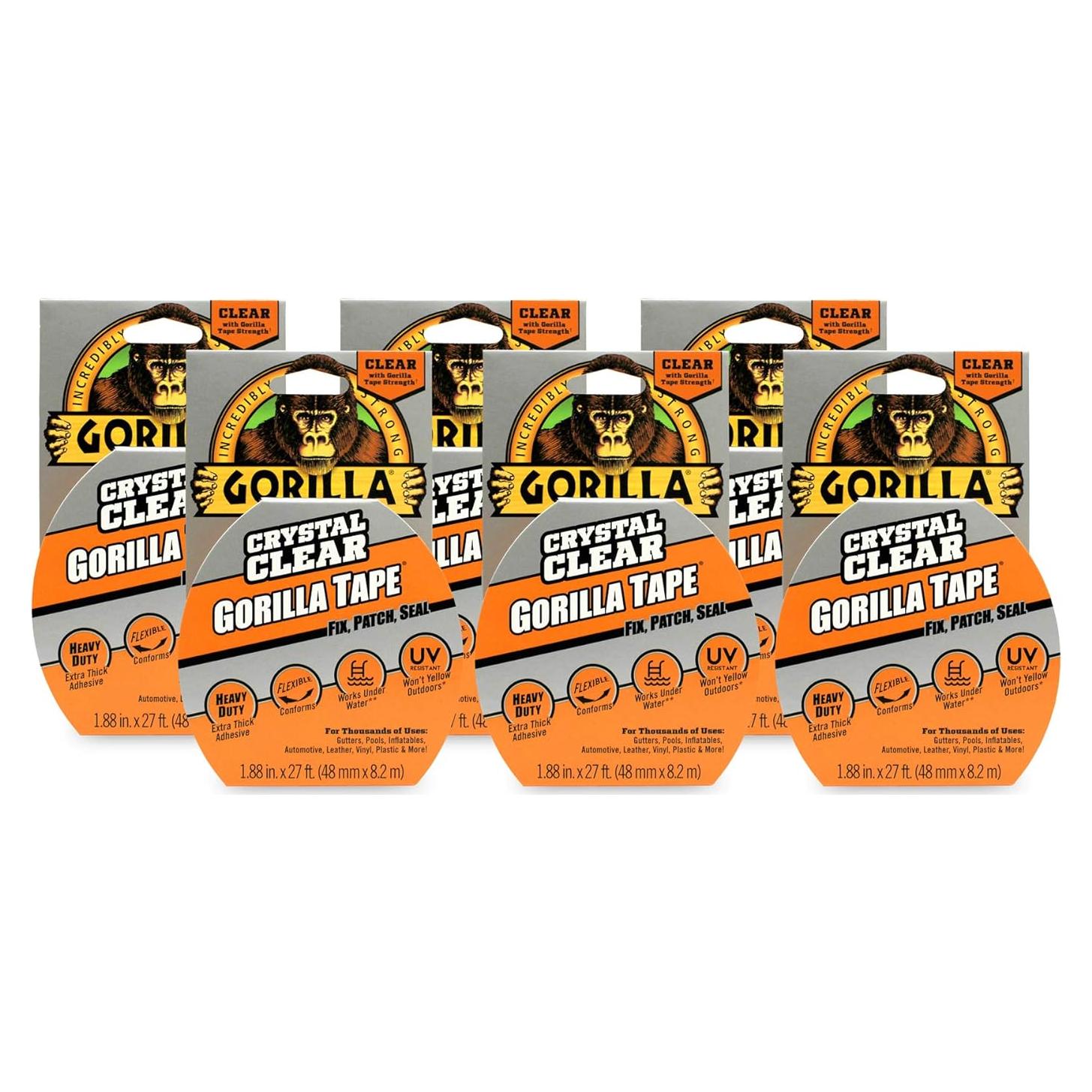 Cinta Adhesiva Transparente Gorilla 4.78 cm x 8.23 m - Paquete de 6