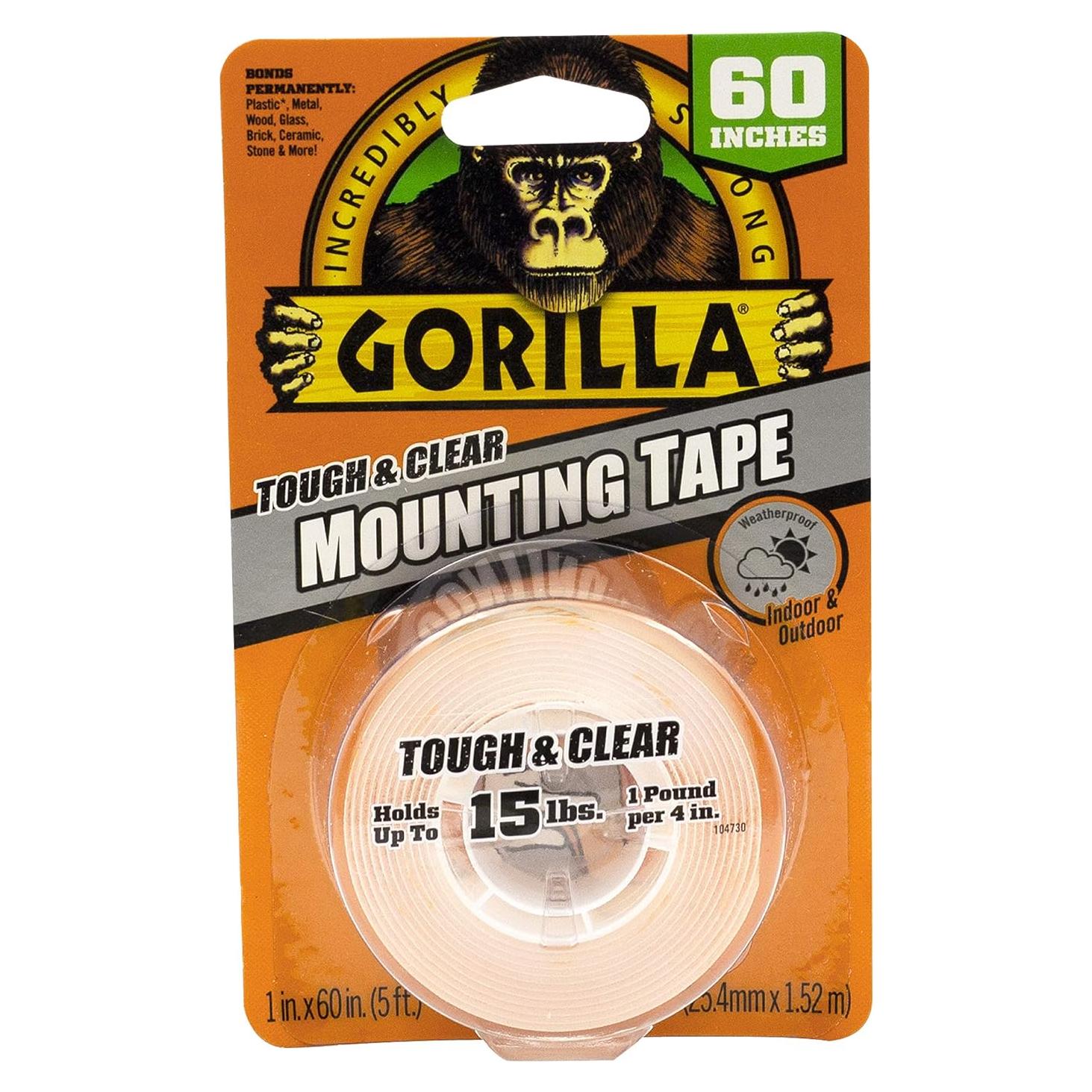 Cinta de Montaje Doble Cara Gorilla 1.27 cm x 152.4 cm Resistente