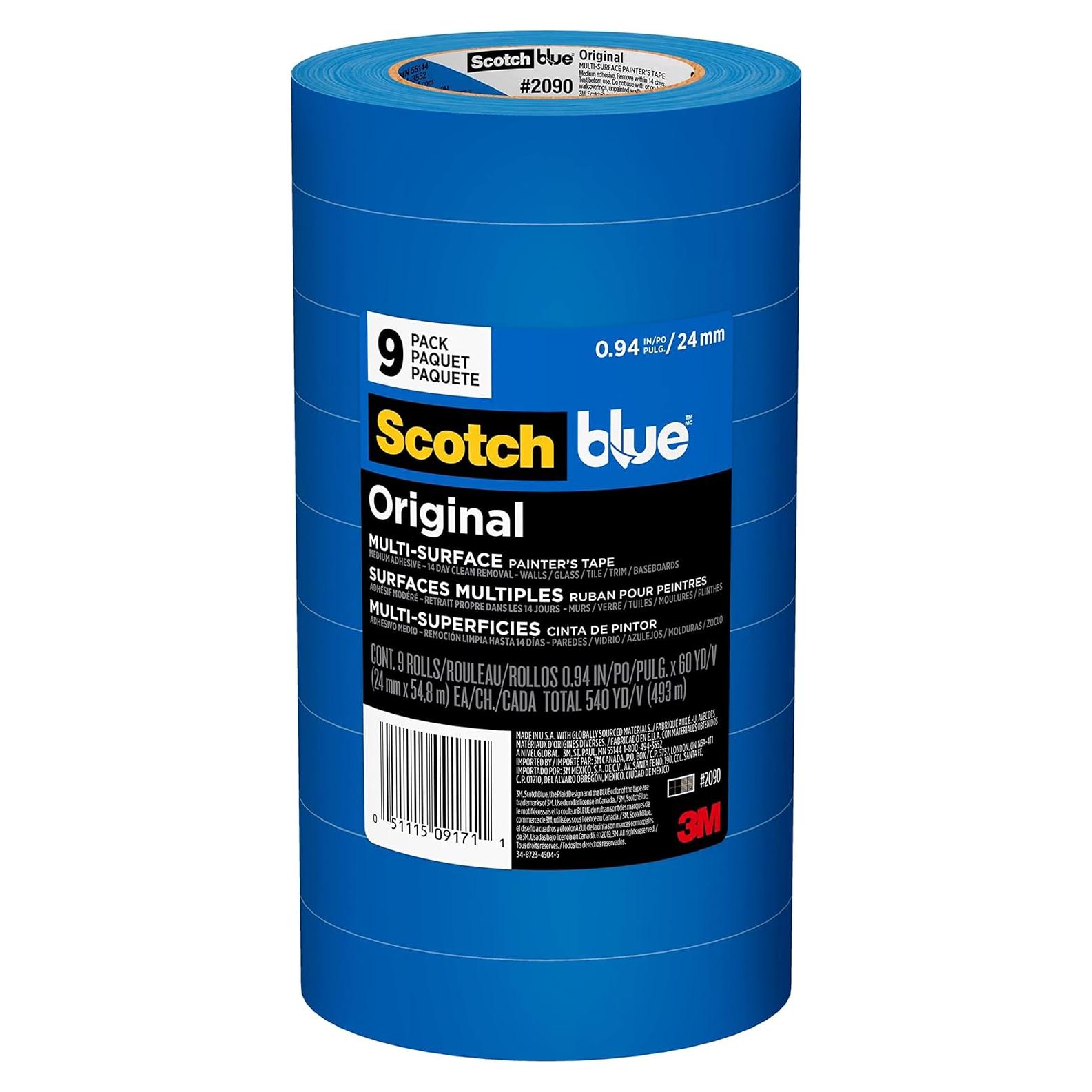 Cinta de Pintor ScotchBlue 9 Rollos 2.54 cm x 54.86 m Azul