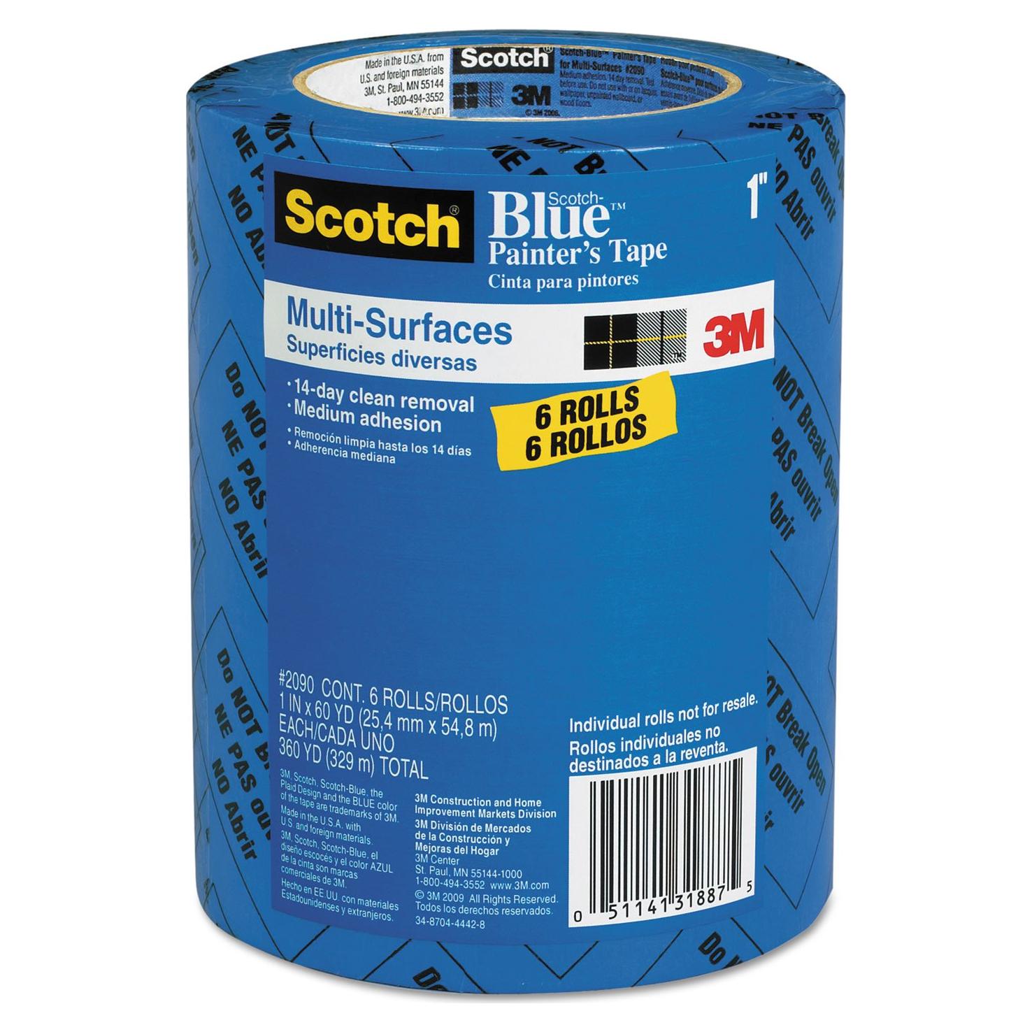 Cinta de Pintor Scotch 3M Azul 2.39 cm x 54.86 m - 6 Paquete