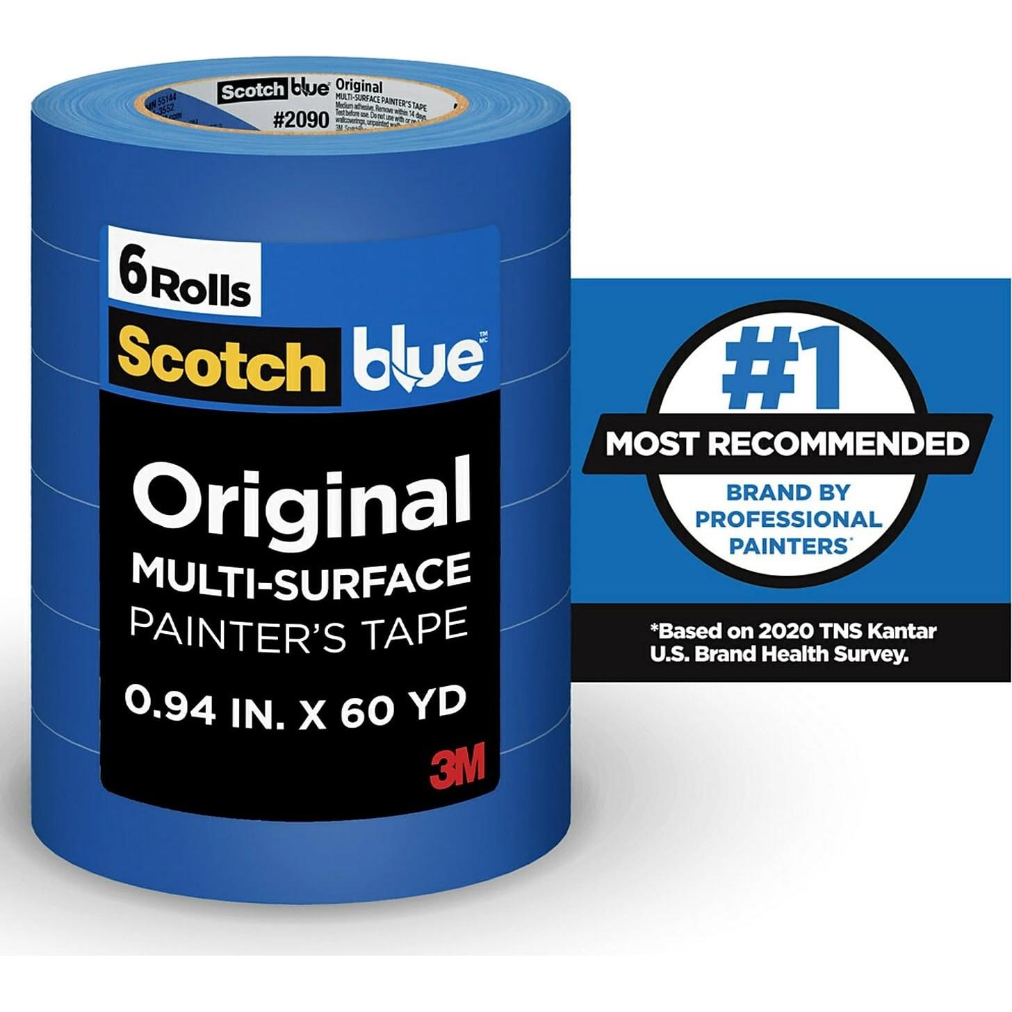 Cinta de Pintor Scotch 3M Azul 2.39 cm x 54.86 m - 6 Paquete