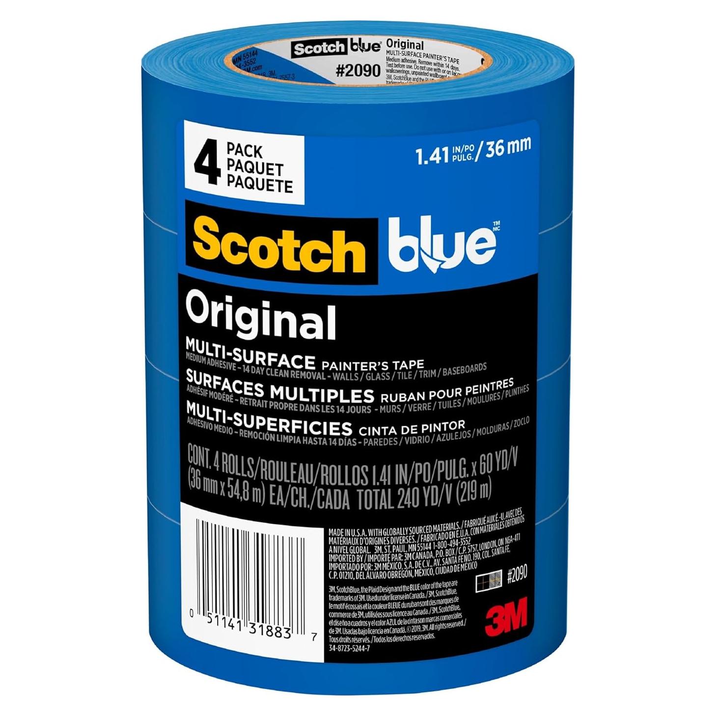 Cinta de Pintor ScotchBlue Original 3.58 cm x 54.86 m - 4 Rollos