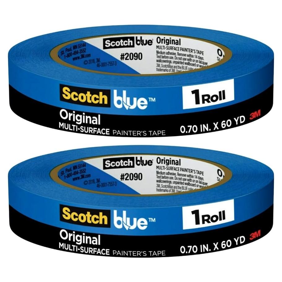 Cinta de Pintor ScotchBlue 2090 - 1.78 cm x 54.86 m, Multi-Superficie