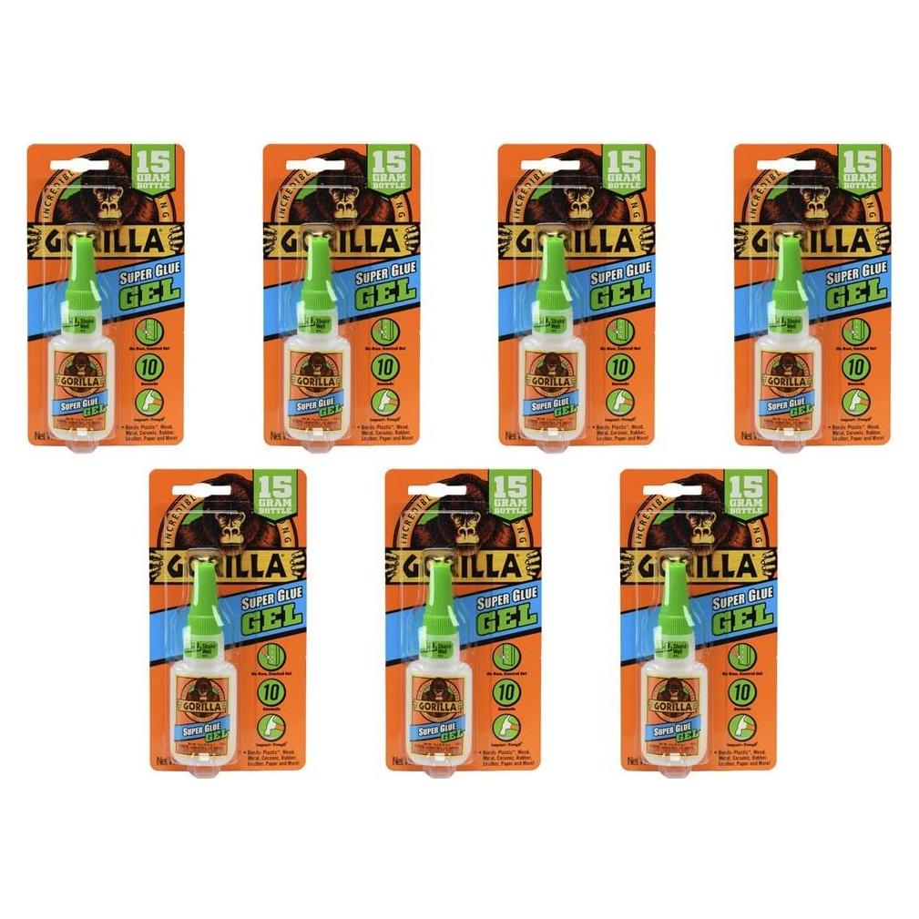 Gorilla Super Glue Gel 15g Claro - Paquete de 7 Botellas