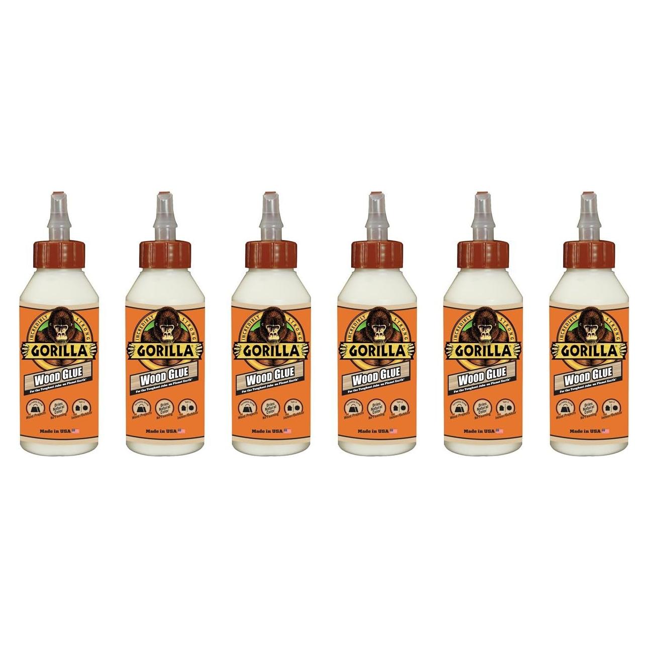 Pegamento de Madera Gorilla 8 oz - Paquete de 6 Botellas
