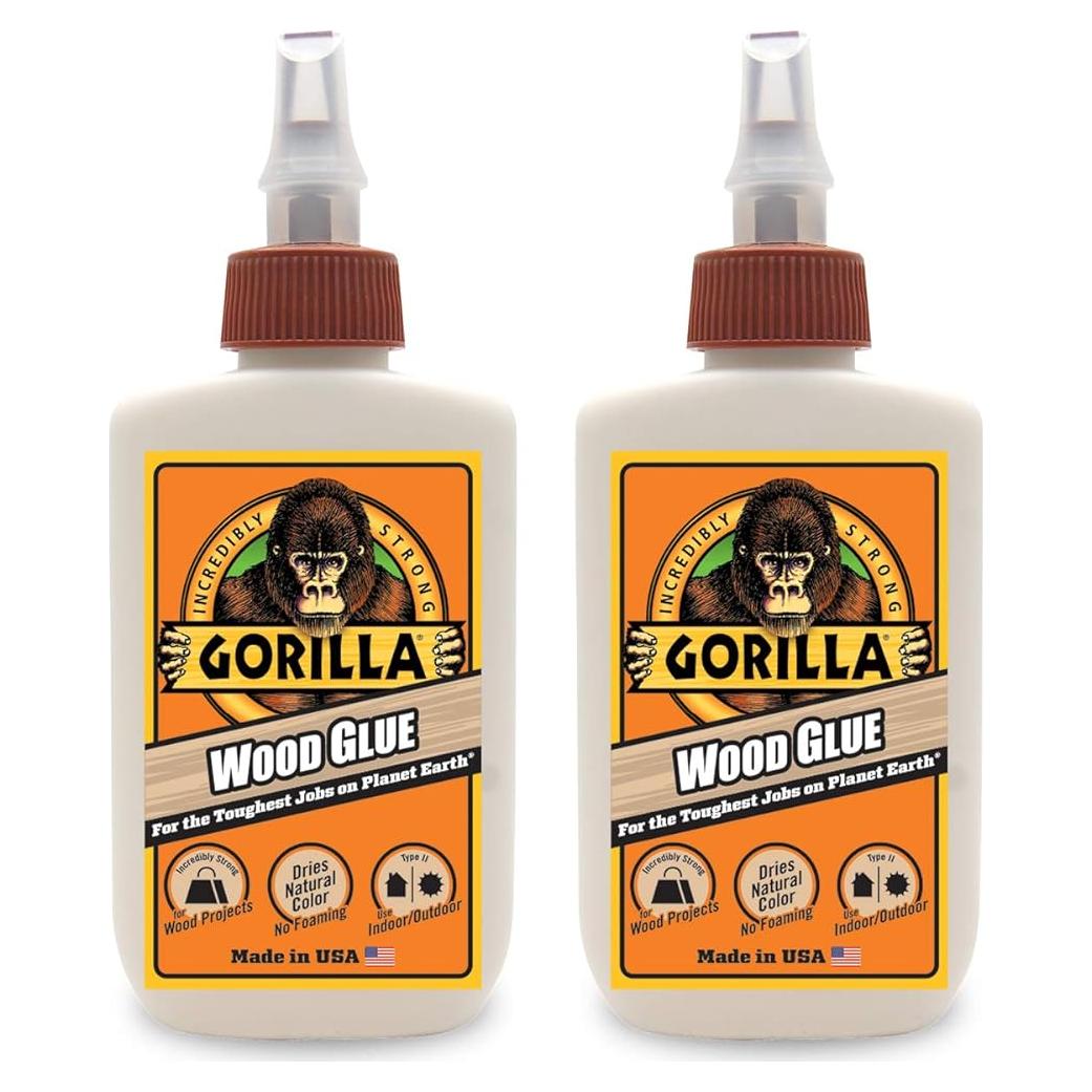 Pegamento de Madera Gorilla 4 Onzas - Paquete de 2, Resistente al Agua