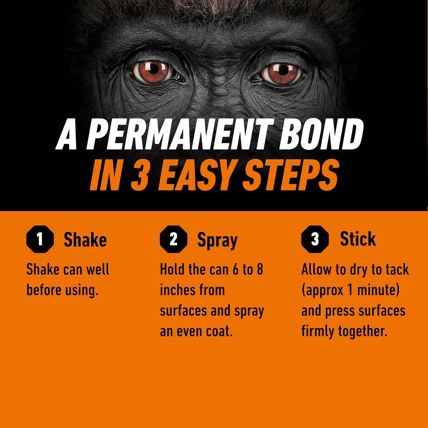 Adhesivo en aerosol Gorilla 396g - Multiusos, transparente, 2 unidades