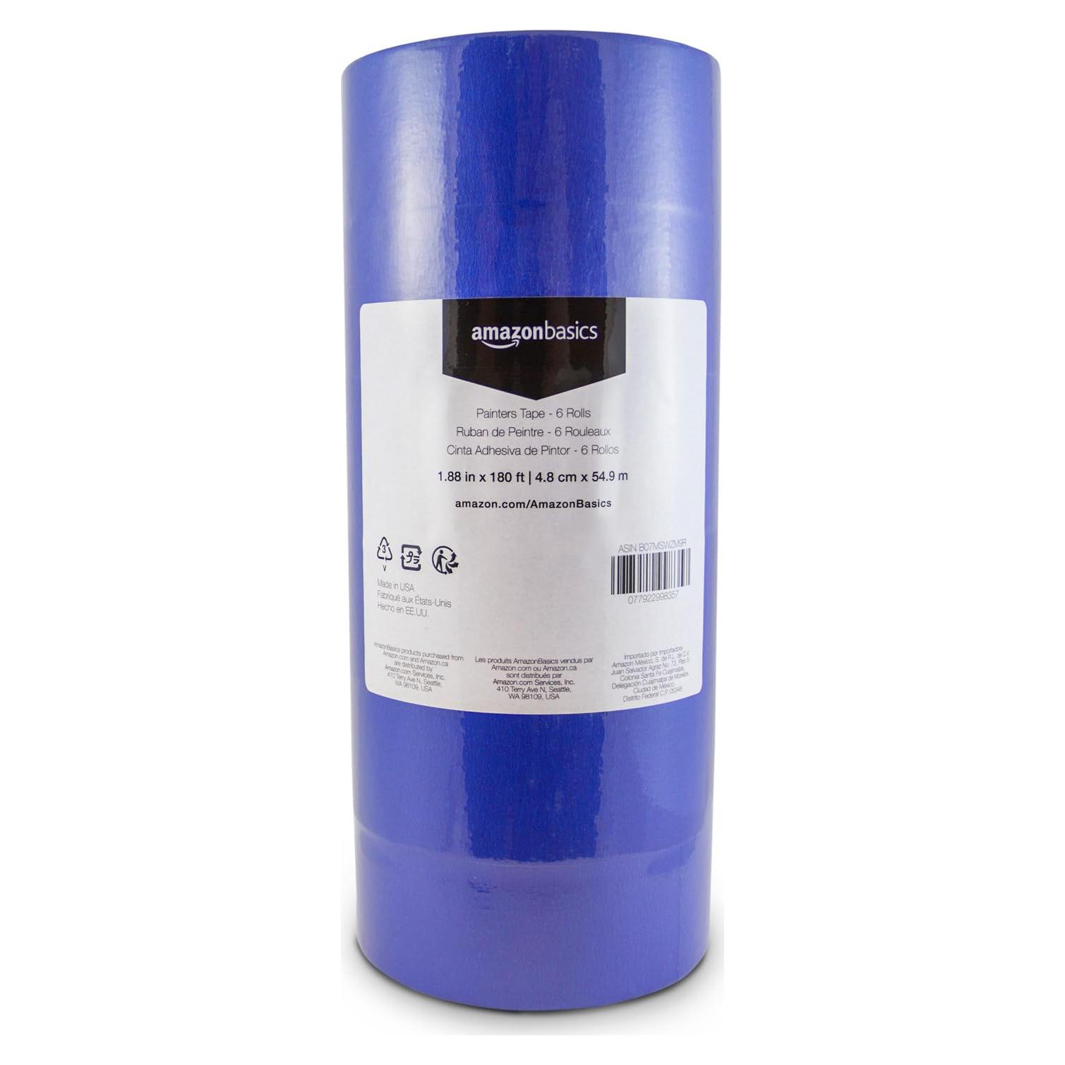Cinta de pintor azul Amazon Basics, 6 rollos 4.8 cm x 54.9 m
