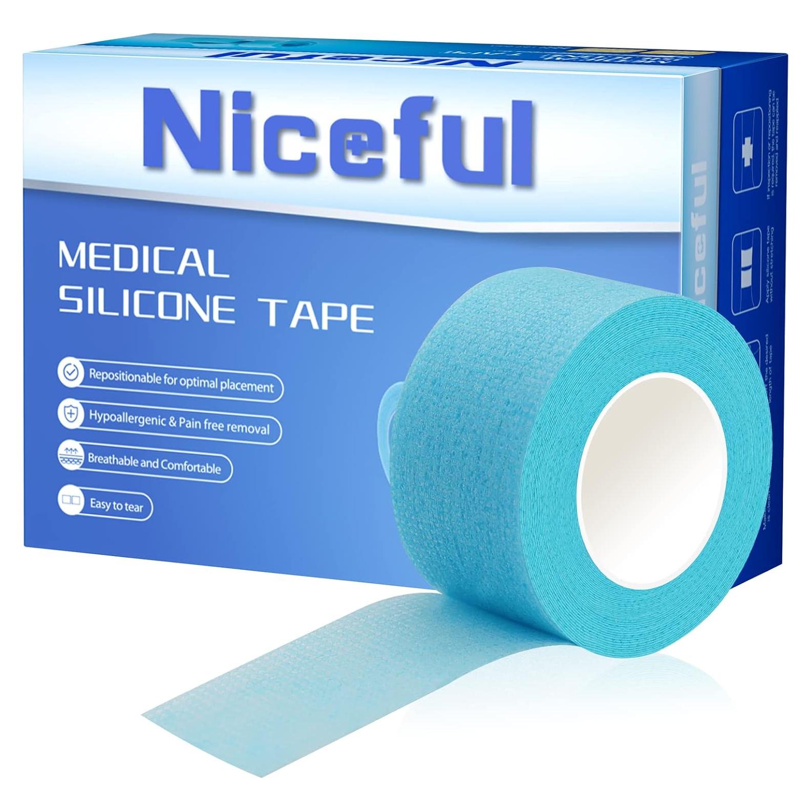 4 Rollos de Cinta Médica de Silicona Niceful 2.5cm x 3.65m