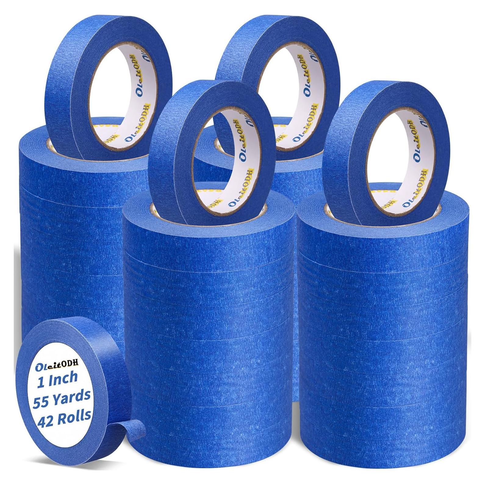 42 Rollos Cinta de Pintor Azul Oleitodh 2.54 cm x 50.29 m