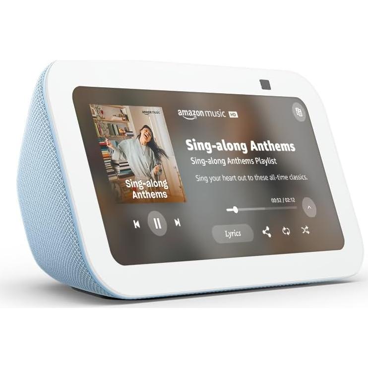 Like-New Amazon Echo Show 5 (newest model), Smart display with 2x the bass and clearer sound, Cloud Blue