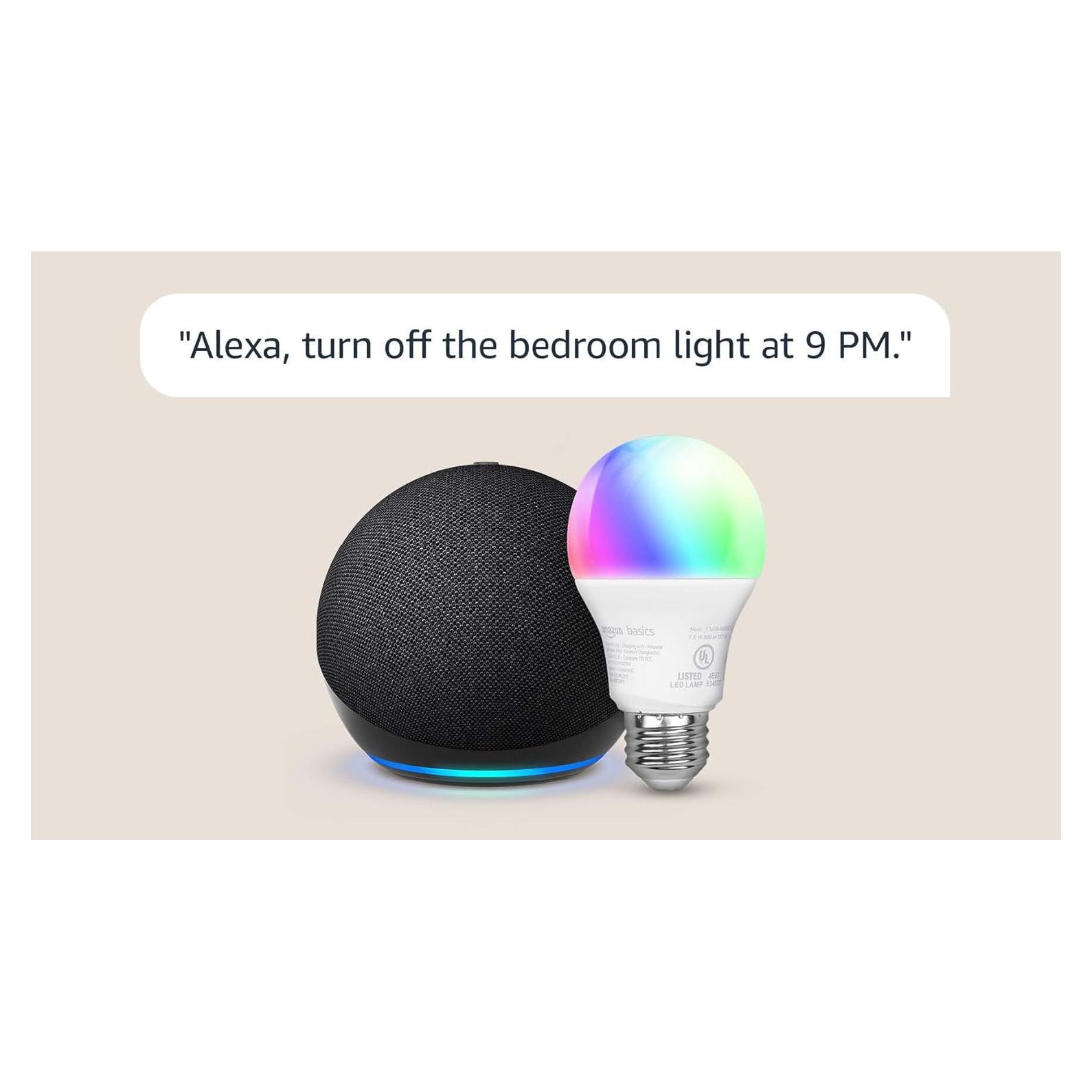 Echo Dot with Amazon Basics Smart Color Bulb