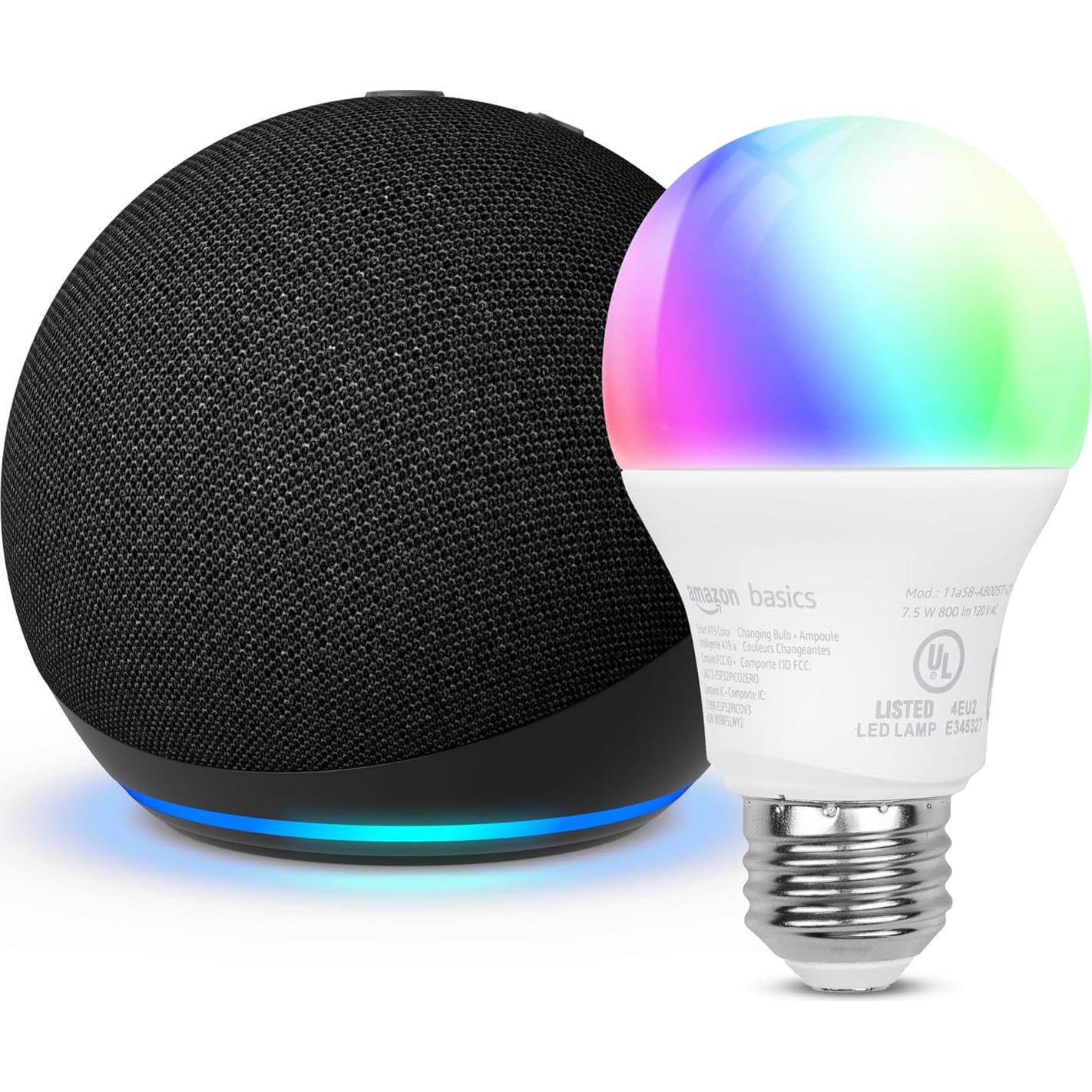 Echo Dot with Amazon Basics Smart Color Bulb