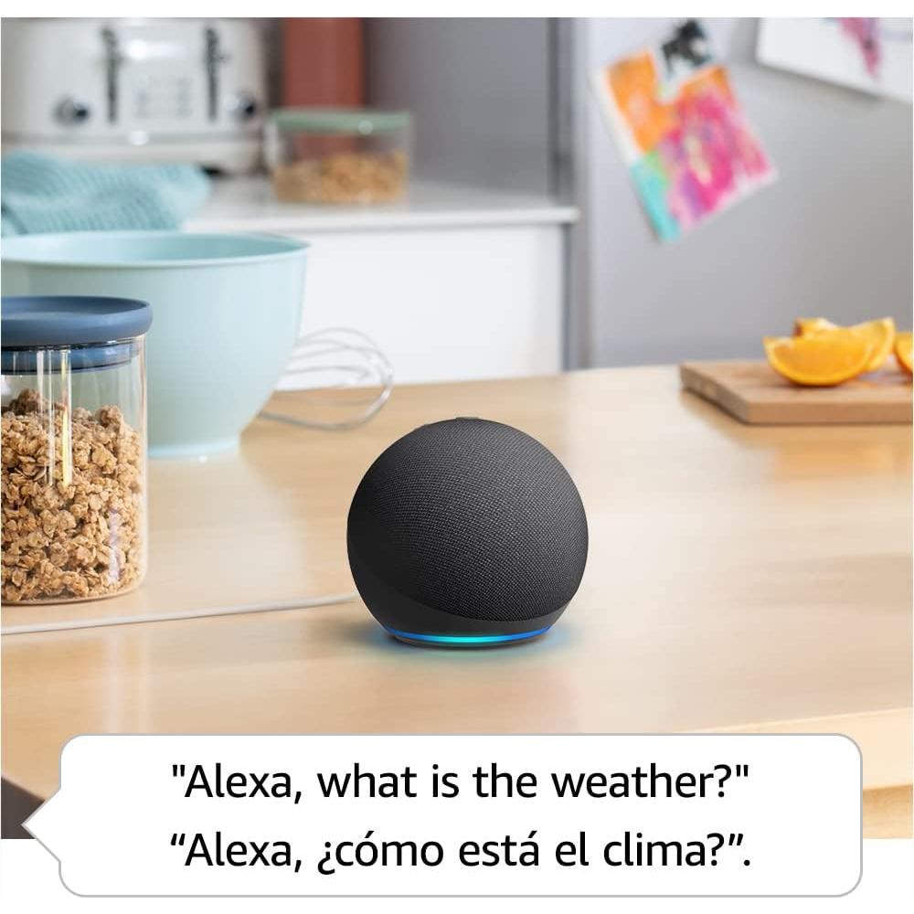 Echo Dot (5th Gen, 2022 release) | International Version with US Power Adaptor | Smart speaker with Alexa | Charcoal