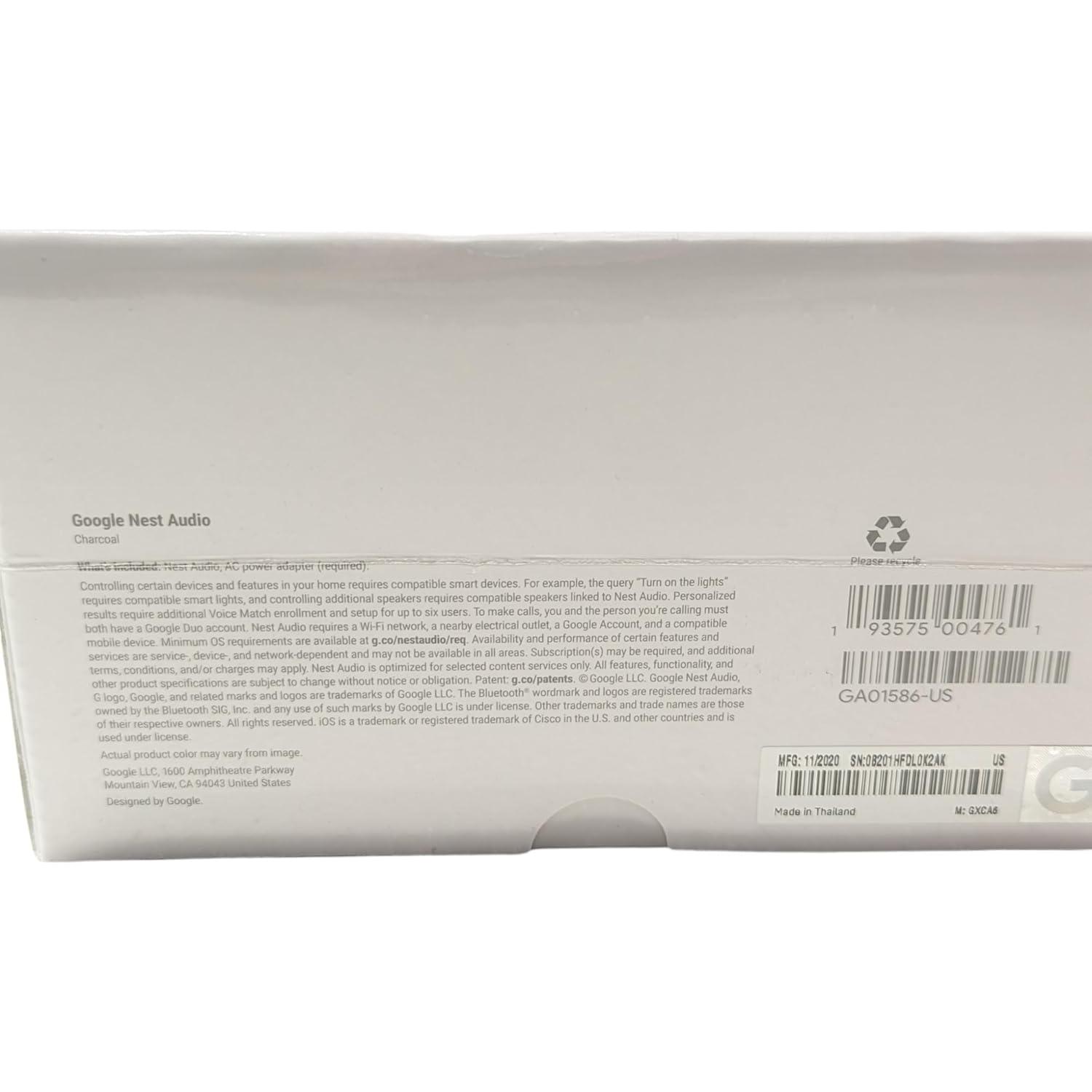 Altavoz inteligente Google Nest Audio - Bluetooth, 1.67 kg, Carbón