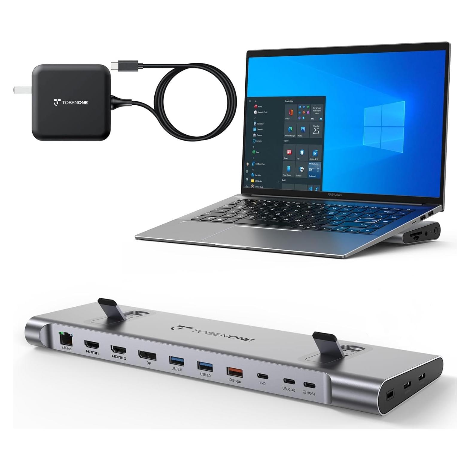 Estación de Acoplamiento TobenONE USB-C 3 Monitores 100W