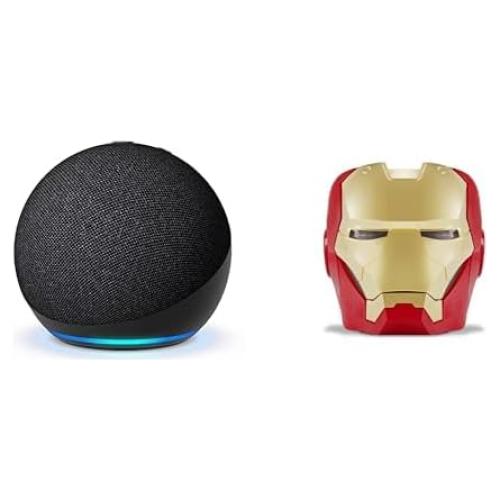 Echo Bundle: Like-New Amazon Echo Dot (newest model) | Charcoal and Limited Edition Marvel Iron Man Stand