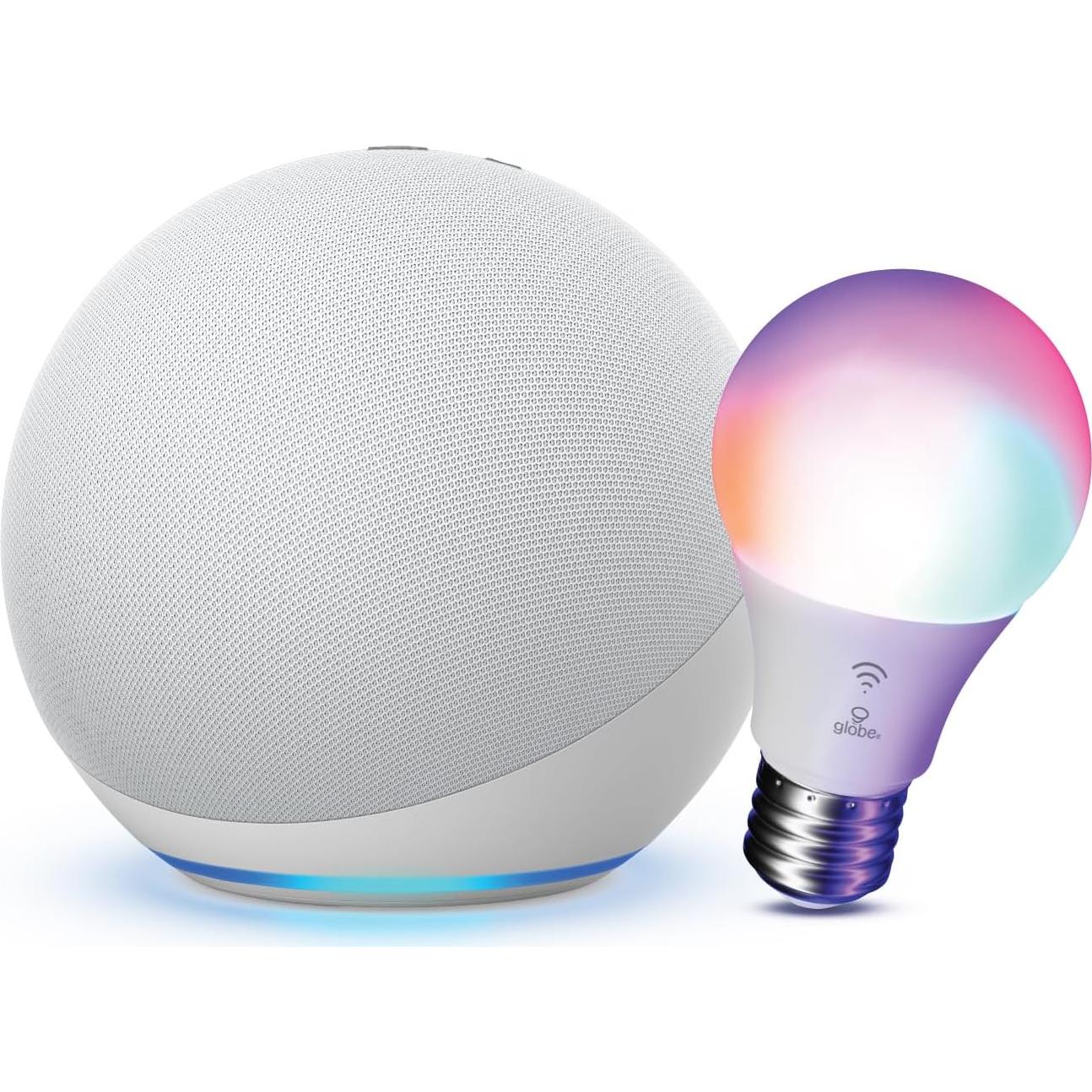Echo Dot with Globe Electric Smart Color Bulb