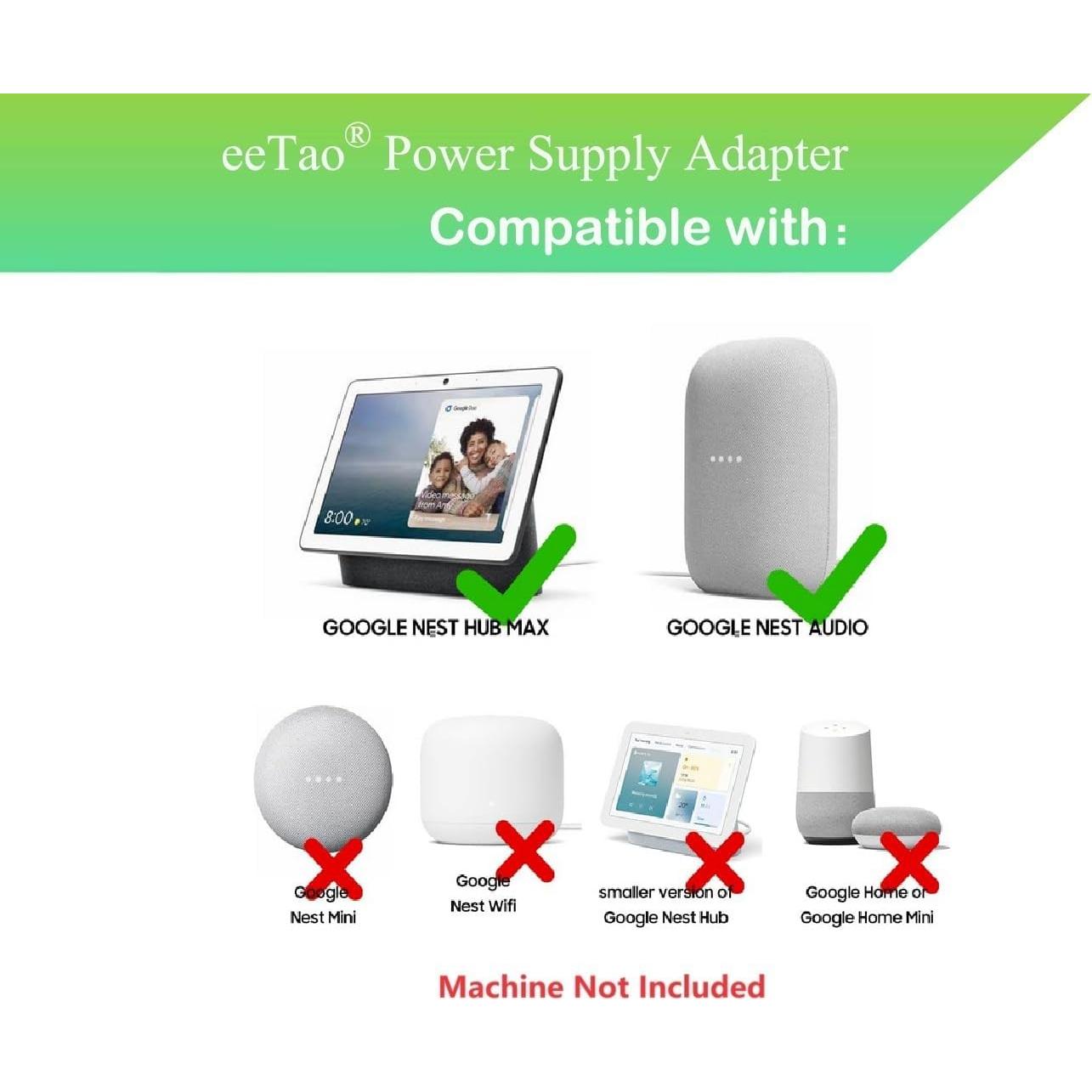 Adaptador de corriente 24V eeTao para Google Nest Hub MAX y Audio