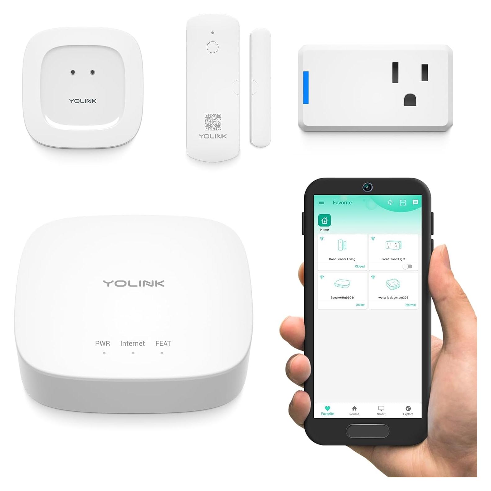 Kit de Inicio Hogar Inteligente YoLink - Hub, Sensores y Enchufe