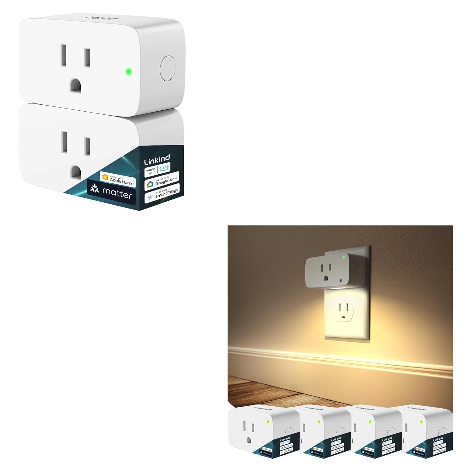 Paquete de 2 Enchufes Inteligentes Matter con Luz Nocturna 15A