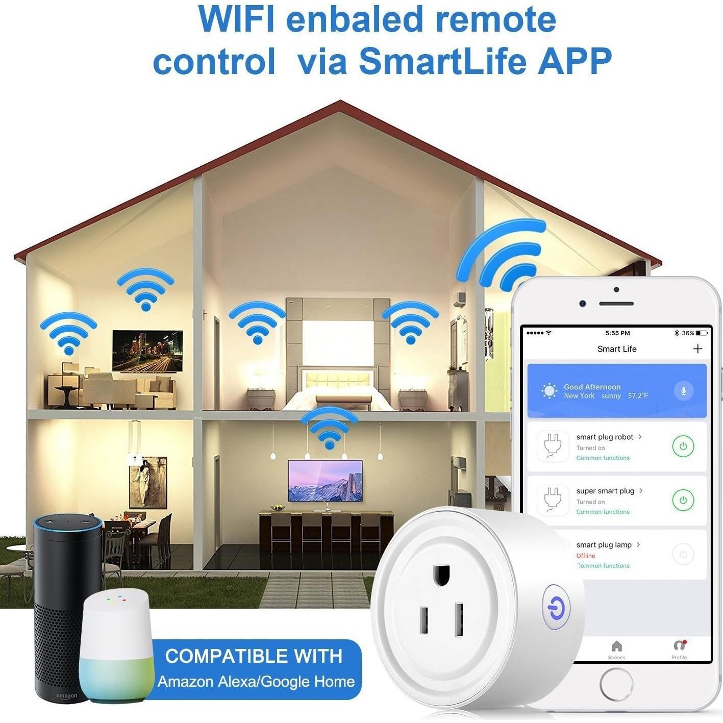 Enchufe Inteligente Wi-Fi Apromio 2 Paquetes Control Remoto