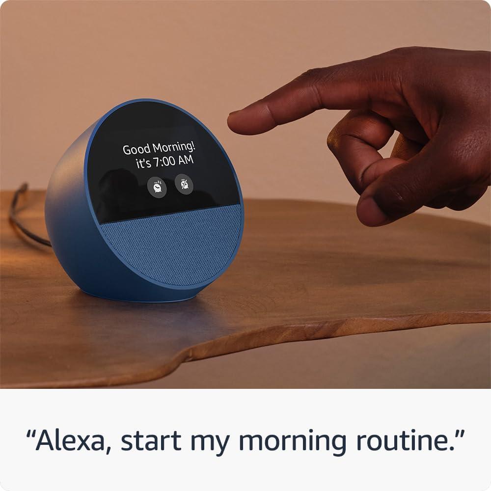 Amazon Echo Spot (newest model) in Agate Blue bundle with Amazon Smart Plug, with Alexa+ Early Access