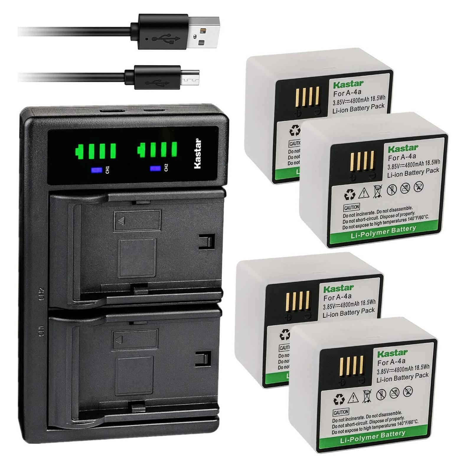 Kastar Cargador USB Dual + 4 Baterías 4800mAh para Arlo