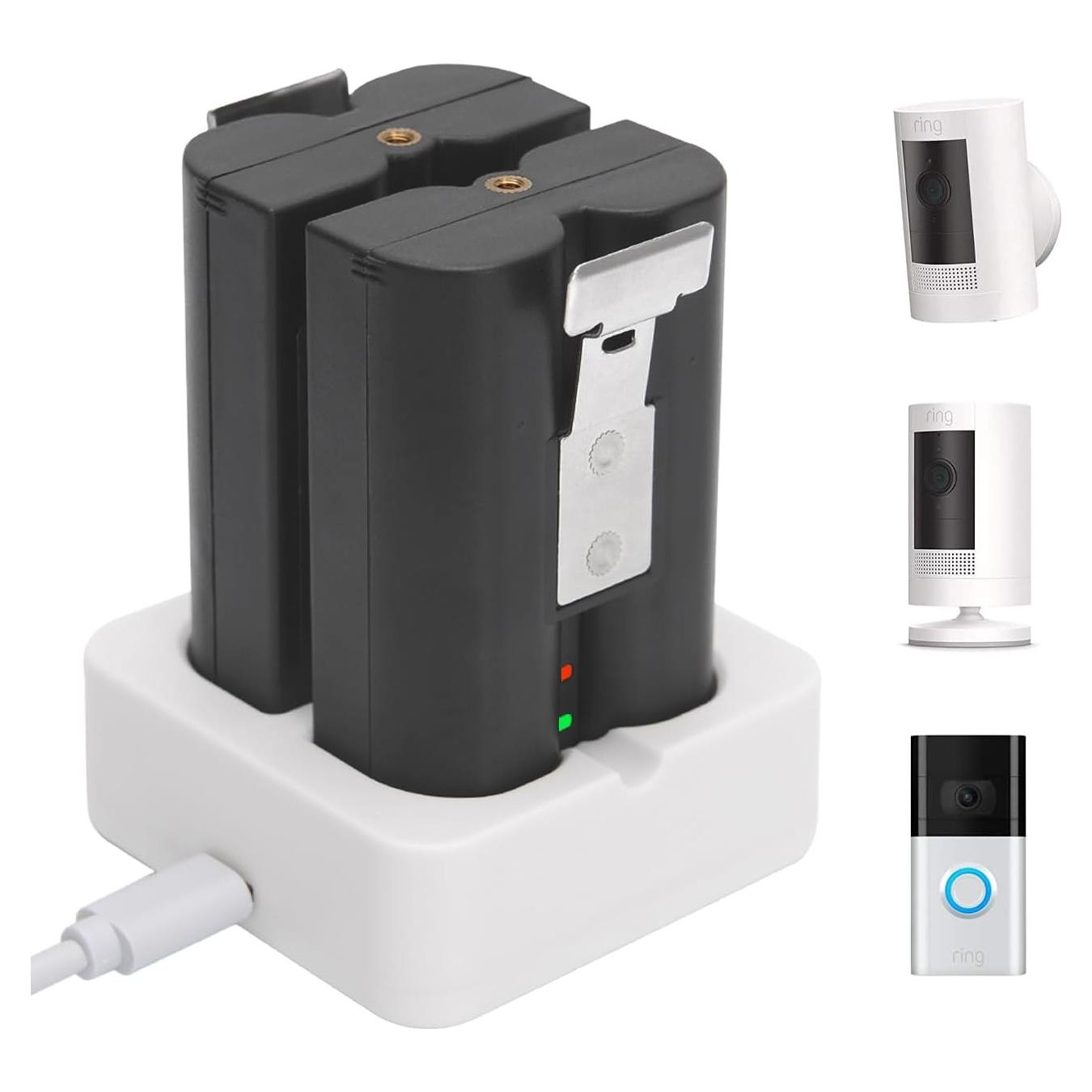 Paquete 2 Baterías Recargables 6040mAh + Cargador Ring