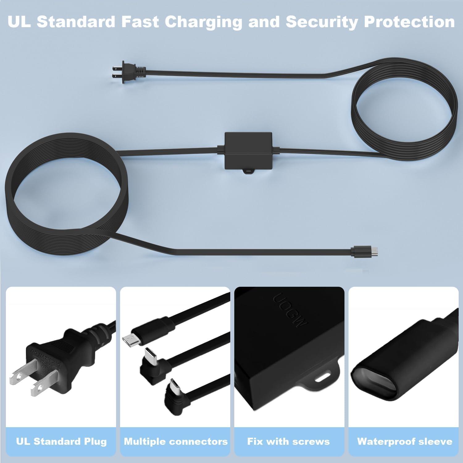 Adaptador de Poder Uogw 15m Impermeable para Wyze Cam