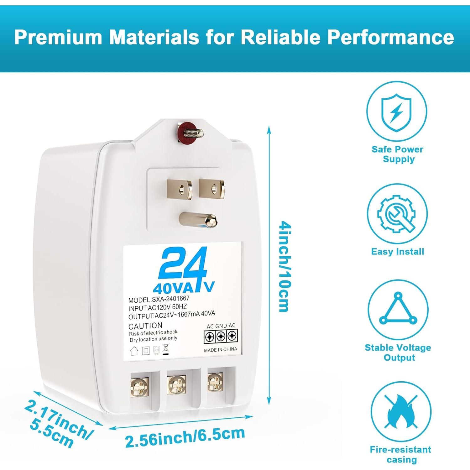 Transformador de Timbre 24V 40VA Cwowhihui Compatible con Nest