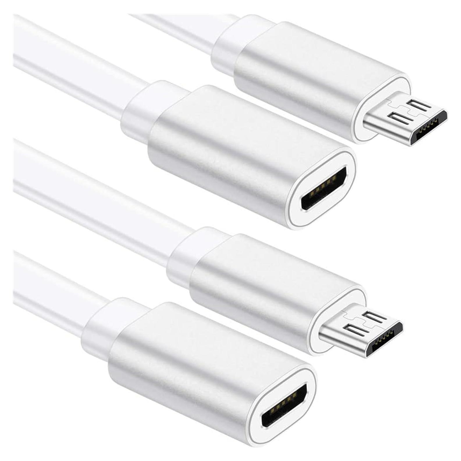 Cables de Extensión Micro USB Sumind 2 Paquetes 6.1m Blanco