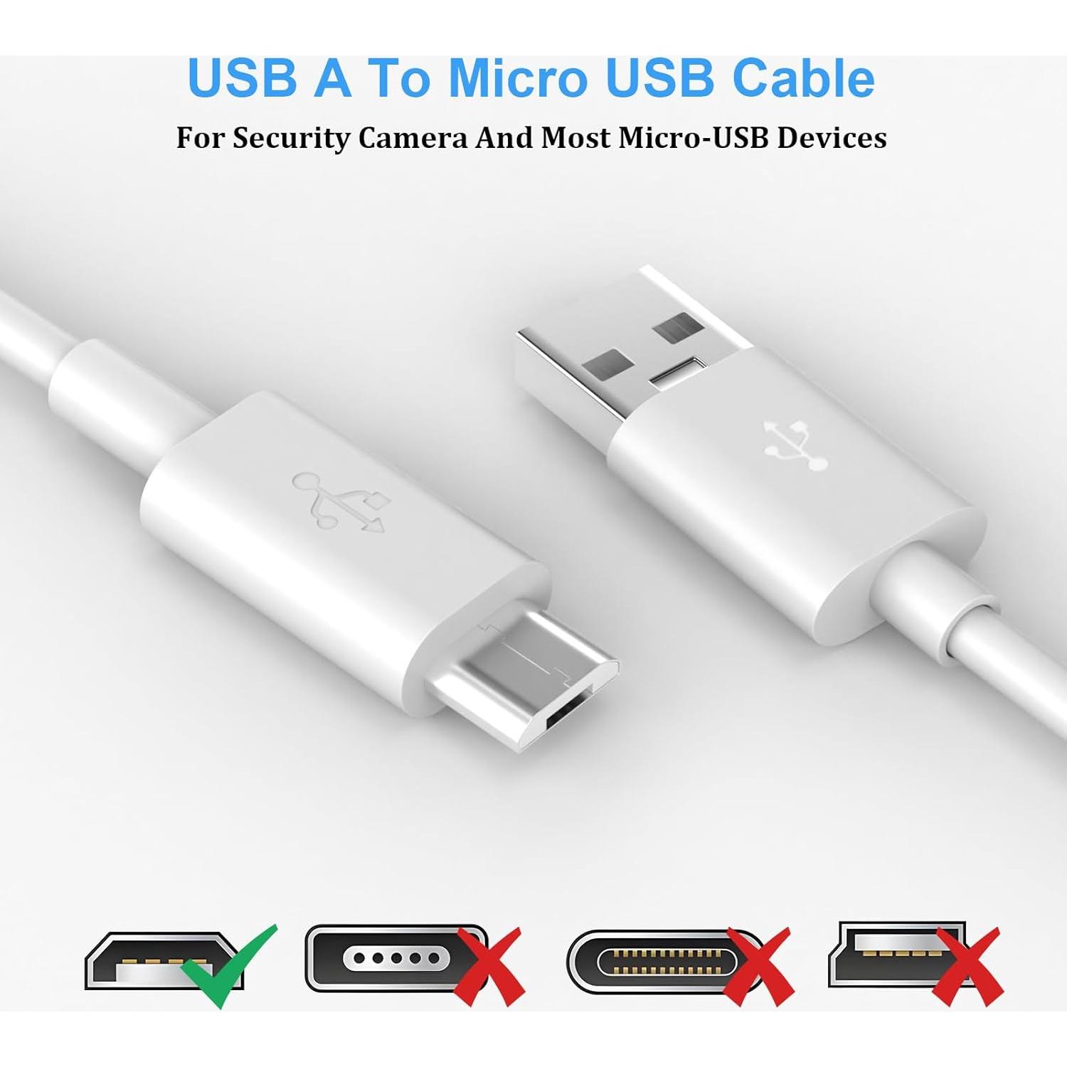 Cable de Extensión Micro USB 10m AIAUXAI para Cámaras de Seguridad