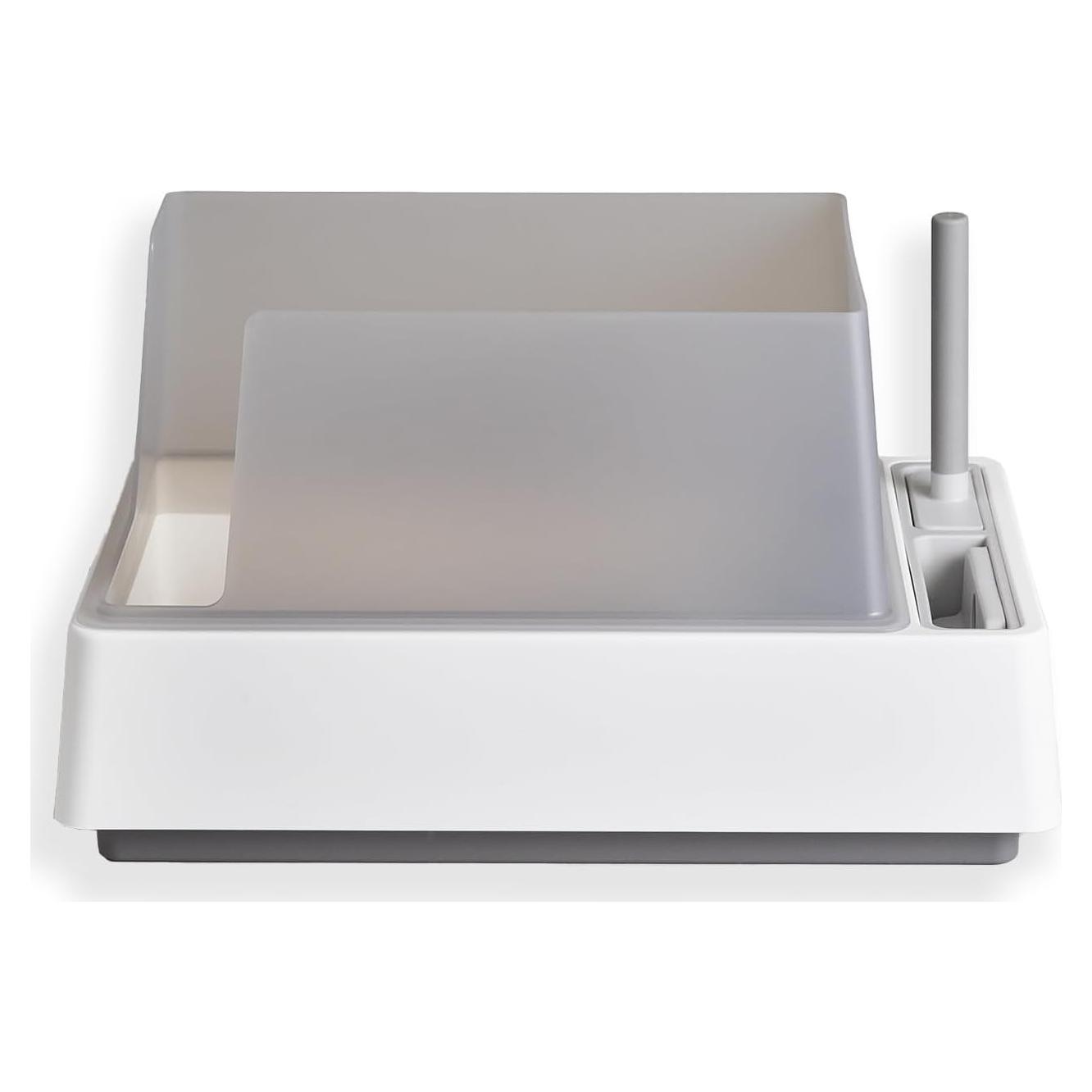 Caja de Arena Abierta Tuft & Paw Cove para Gatos Grandes - Blanco/Gris